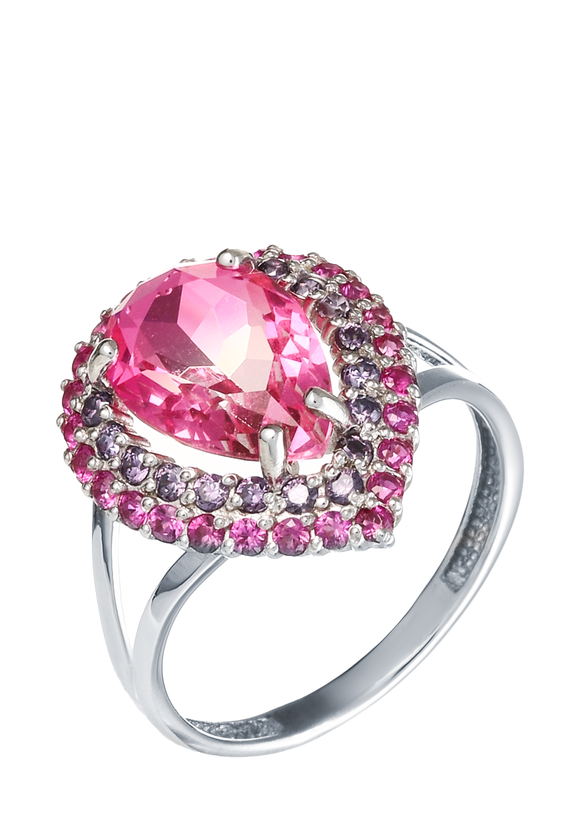 Кольцо серебряное "Малиновый закат" Nouvelle, цвет розовый, размер 20