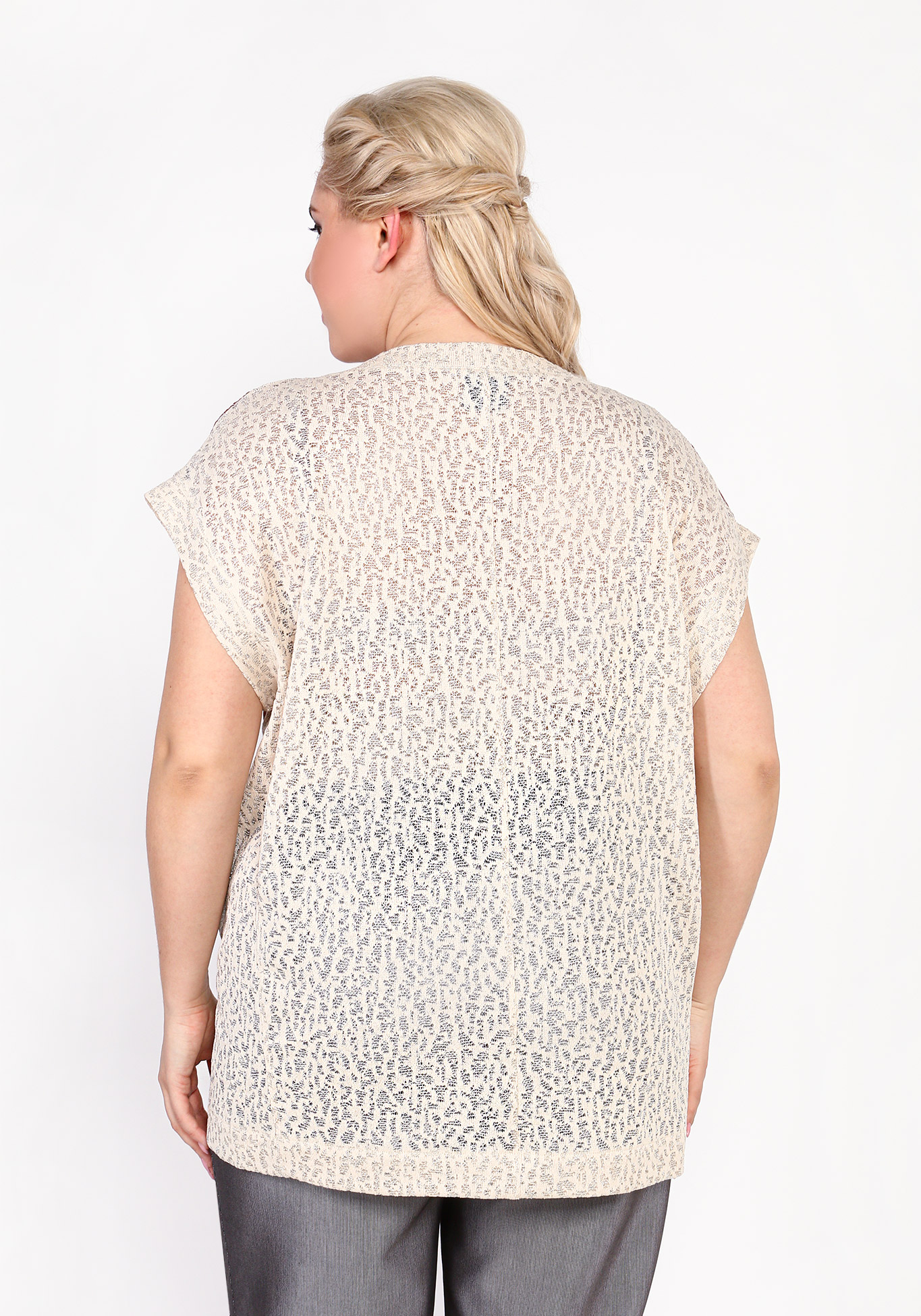 Блуза с удлиненной спинкой и блеском GalaGrosso, размер 50, цвет терракотовый - фото 7