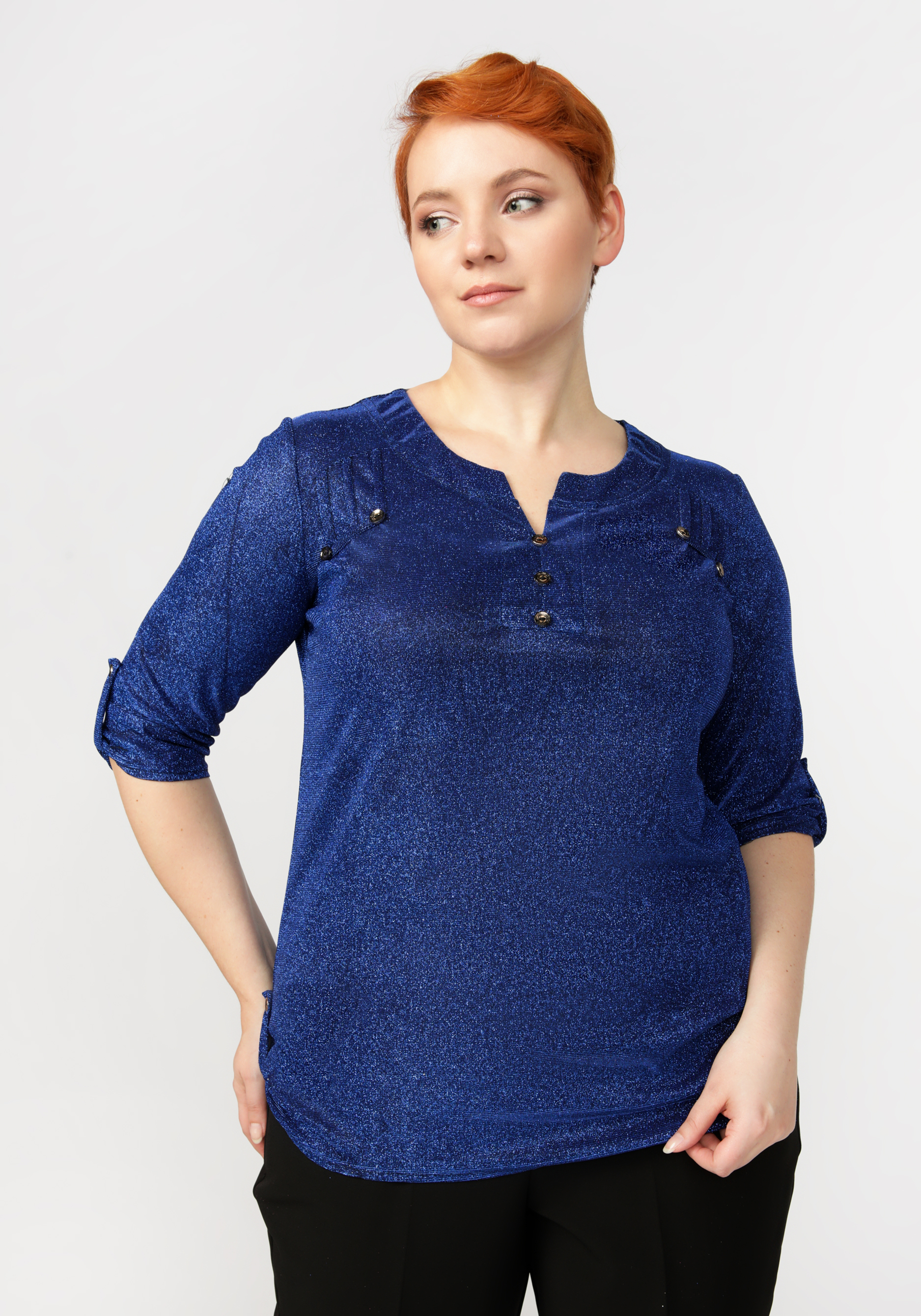 Блуза женская с люрексом «Фернанда», цвет синий, размер 56 - фото 5