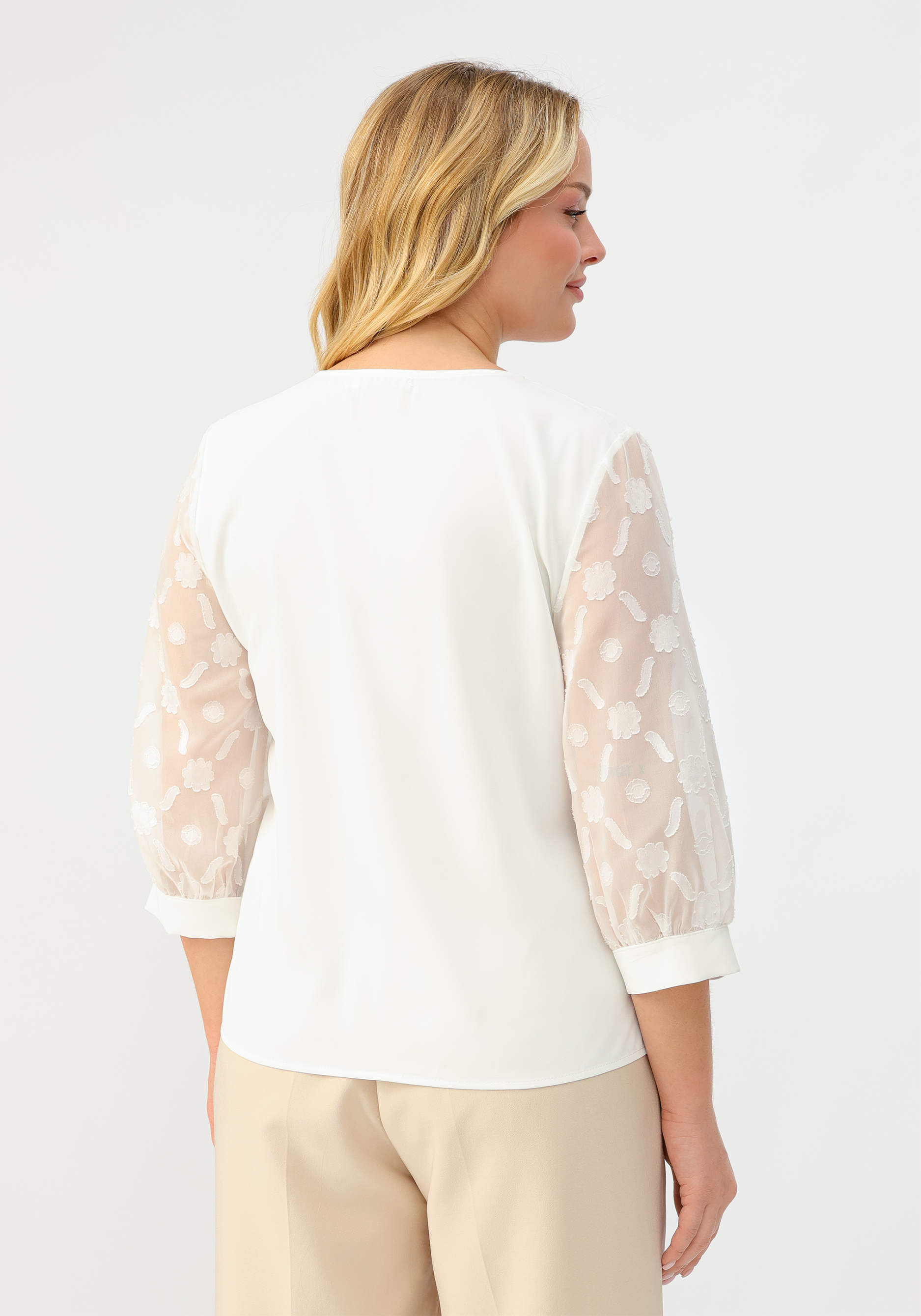 Блуза с шифоновыми рукавами 3 / 4 No name, размер 52-54, цвет белый - фото 3