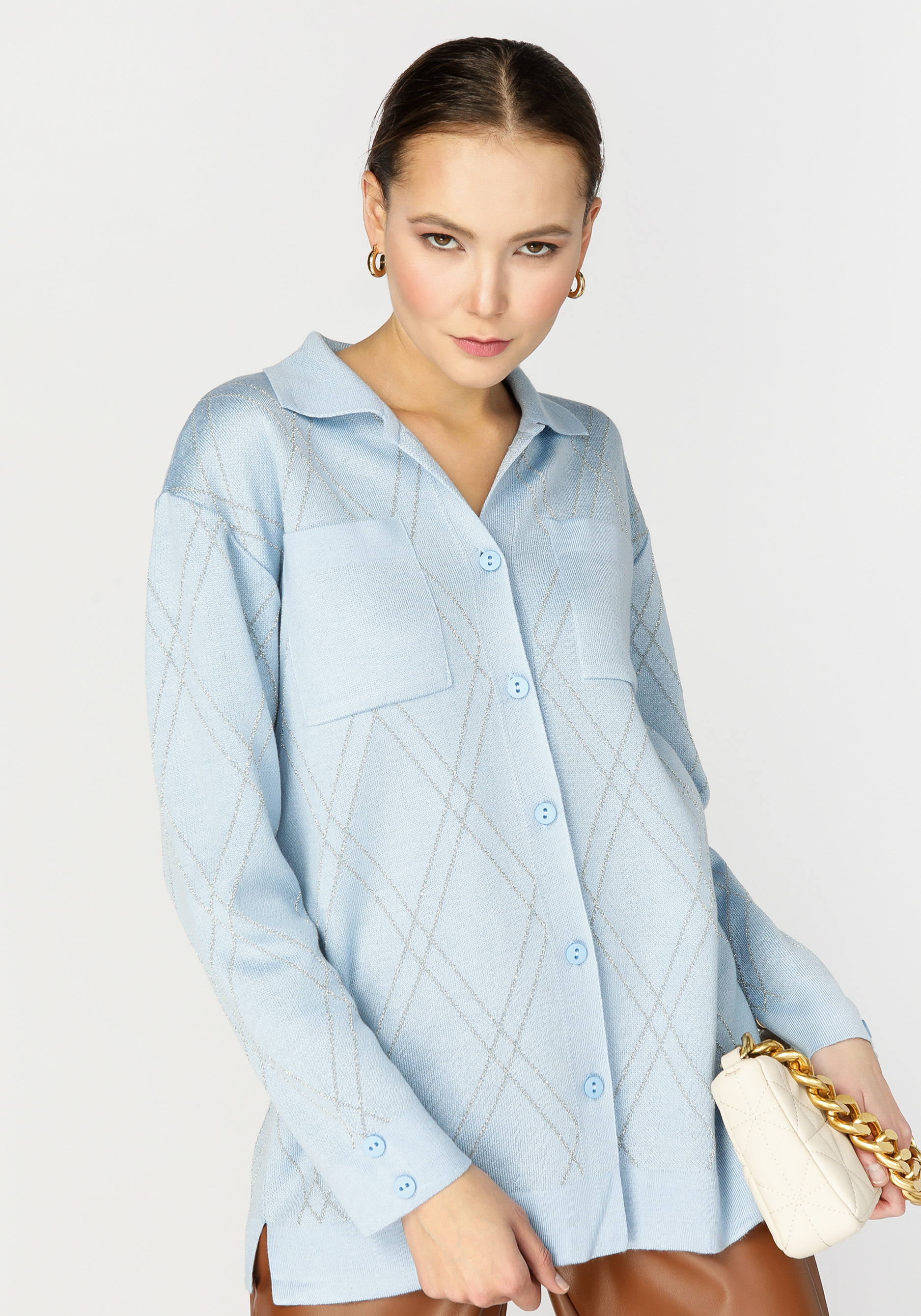 Рубашка женская с метанитью жен рубашка мария голубой р 46