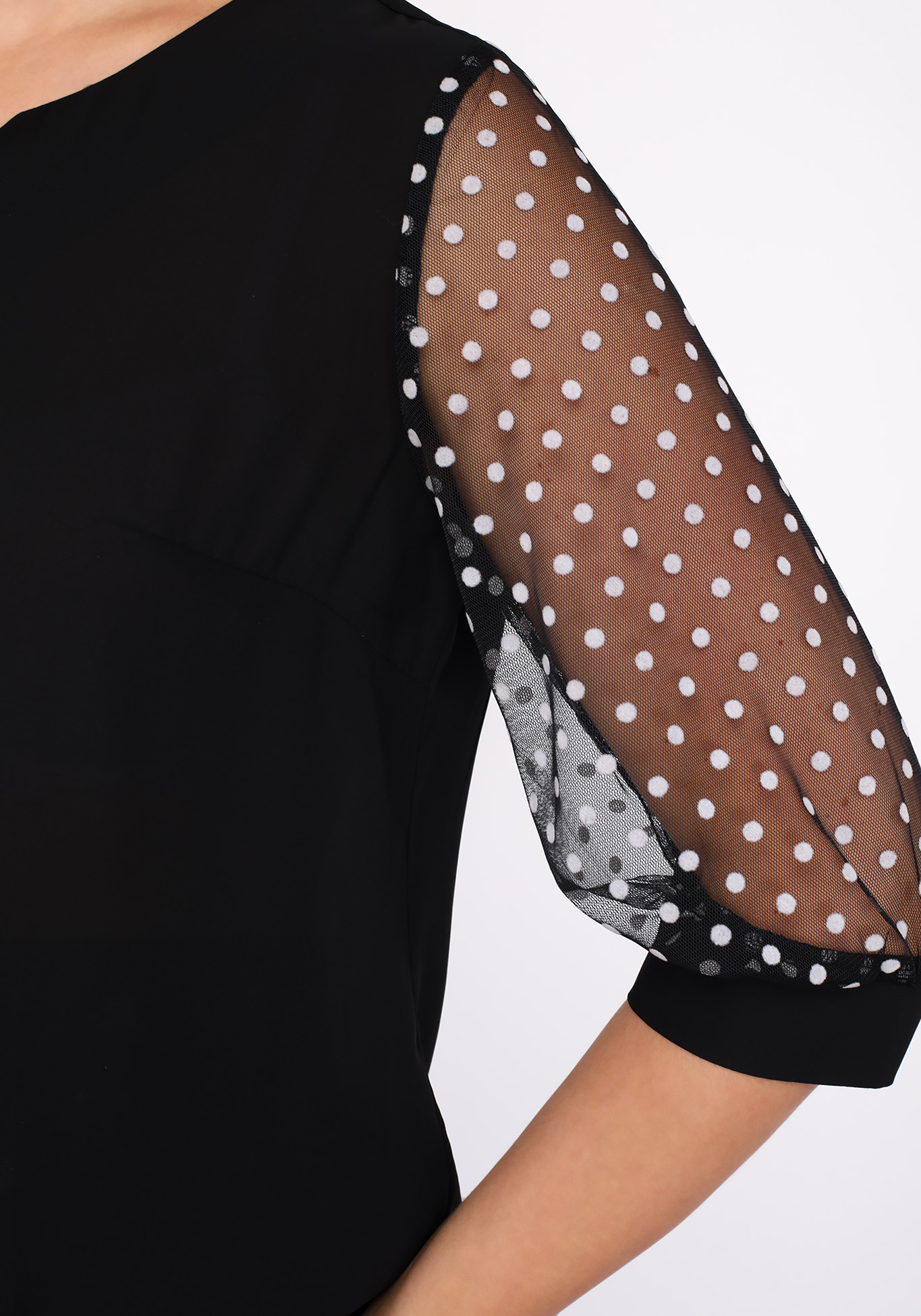 Блуза с рукавами в горошек Manhattan, размер 62, цвет черный - фото 7