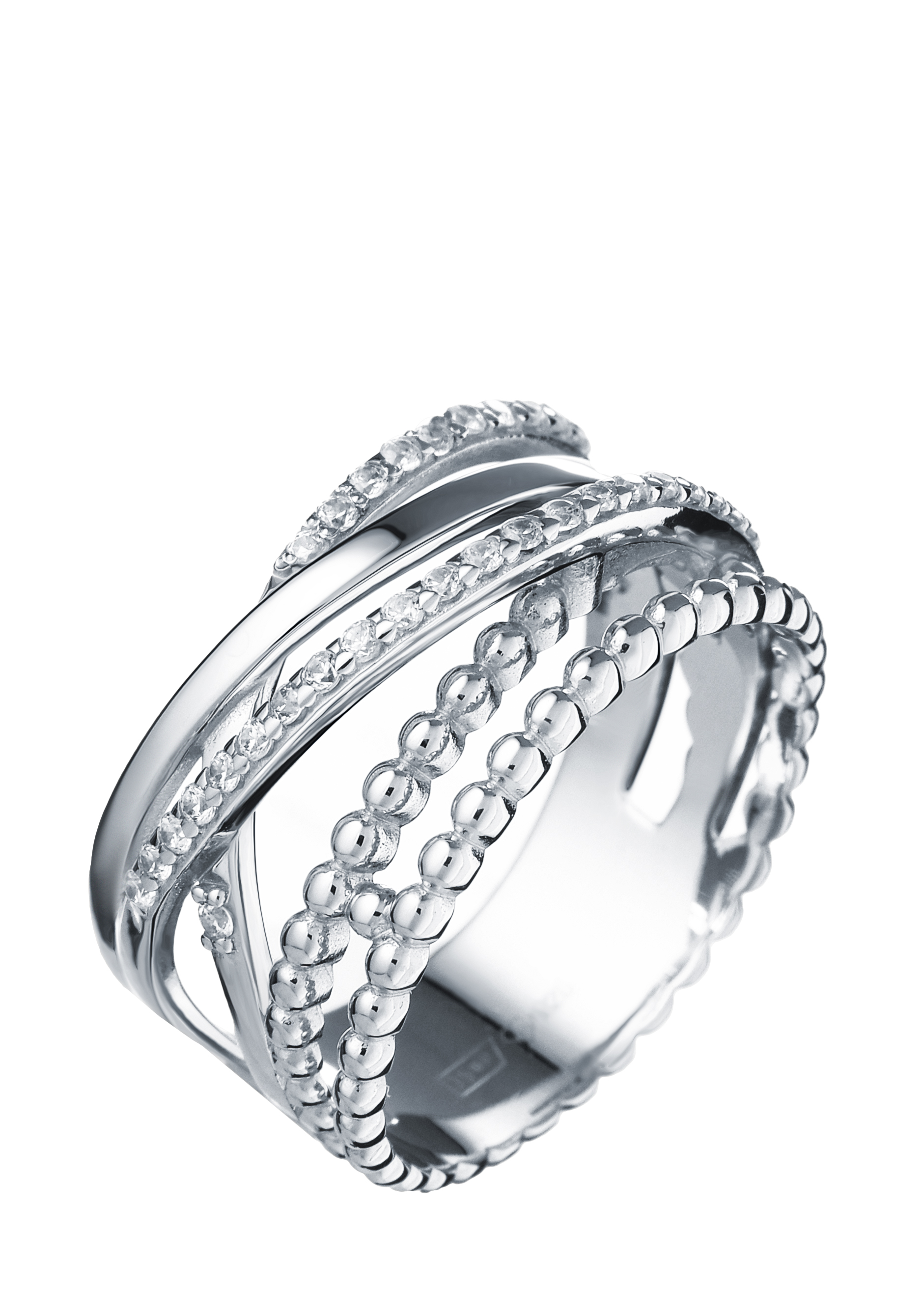 Кольцо серебряное "Элегантная леди" АЛЬКОР, цвет серый, размер 18