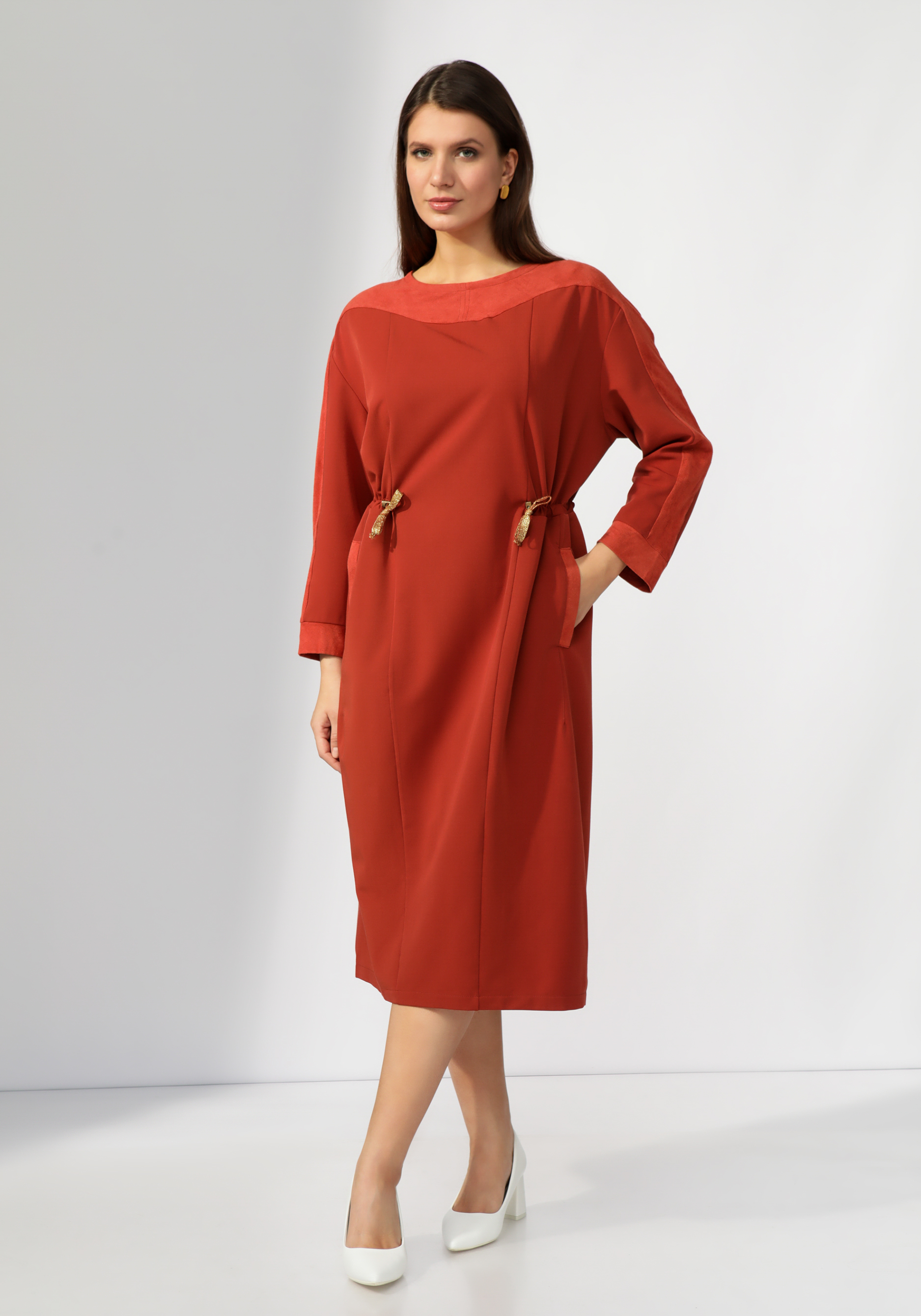 Платье "Стильная идея" GalaGrosso, размер 48, цвет терракотовый - фото 1