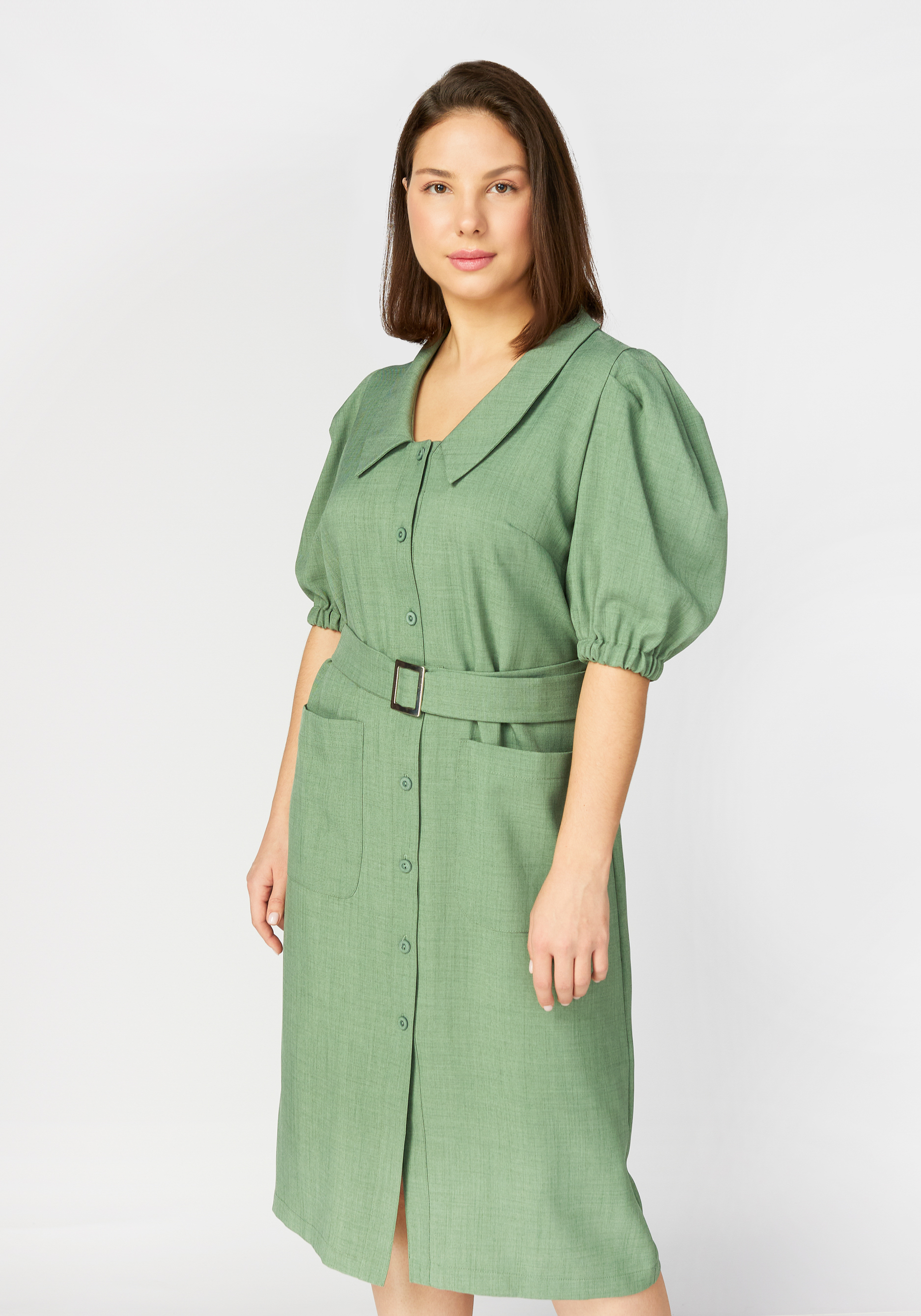Платье на пуговицах с рукавом "фонарик" Mio Imperatrice, цвет зеленый, размер 50 - фото 2