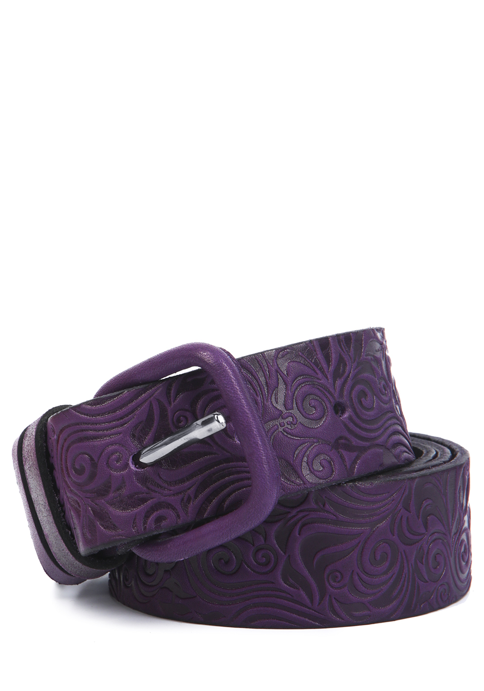Ремень кожаный с тиснением Sarah Morenberg, цвет фиолетовый, размер 105-110