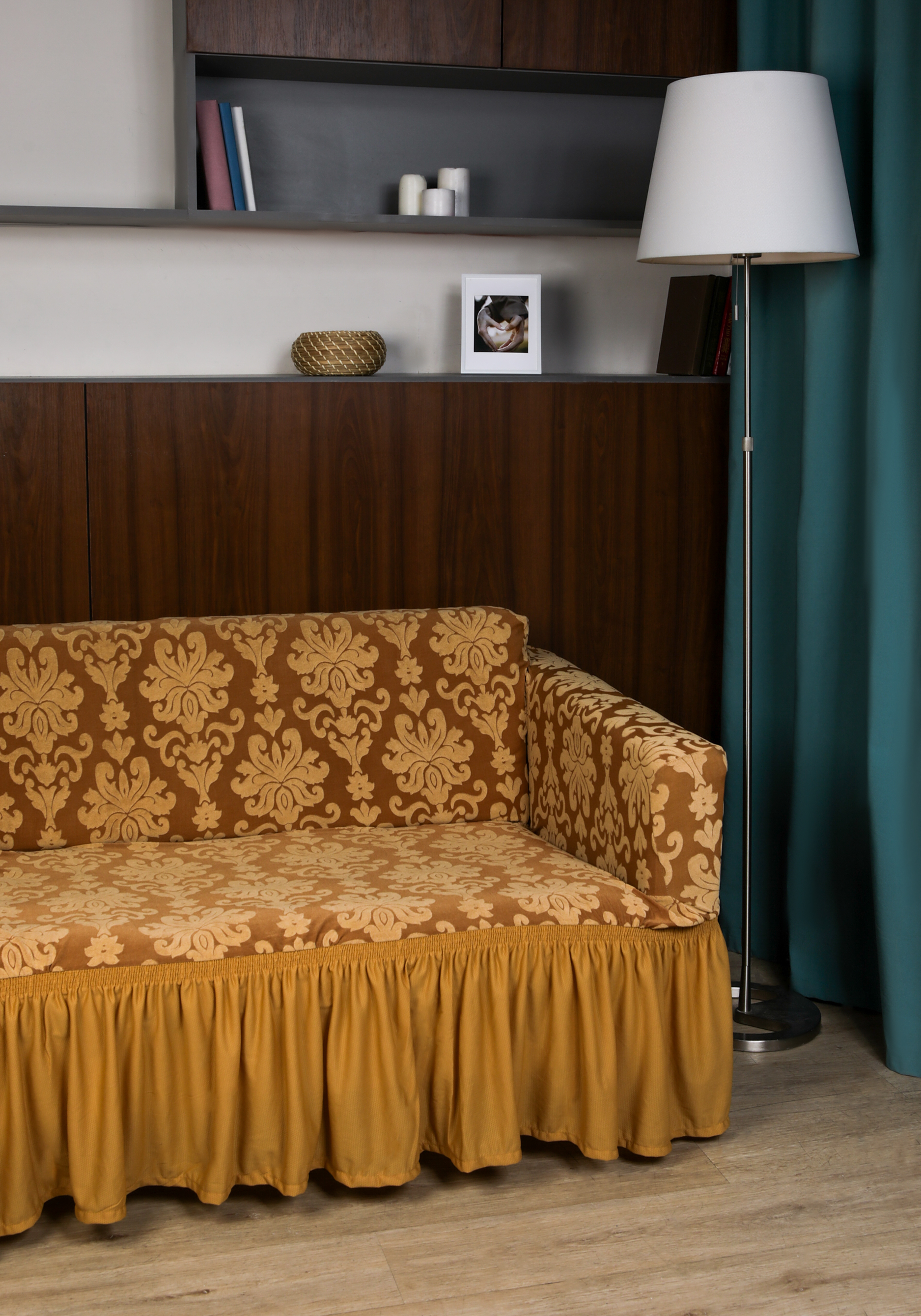 Чехол для дивана с оборкой Марианна, цвет бежевый, размер Евро - фото 2
