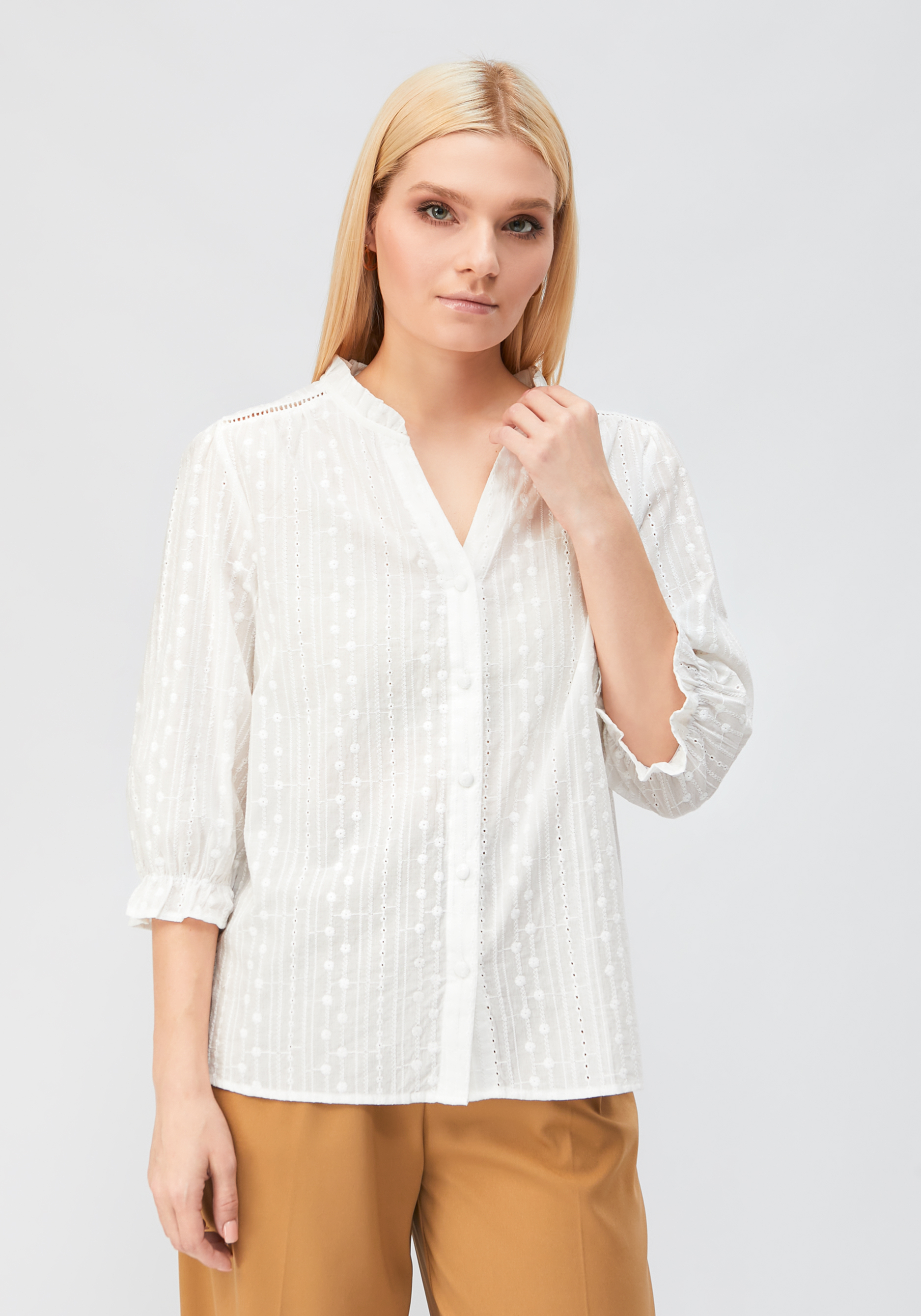 Блуза с воротником стойка  "Кристал" Fashion, цвет белый, размер 54 - фото 5