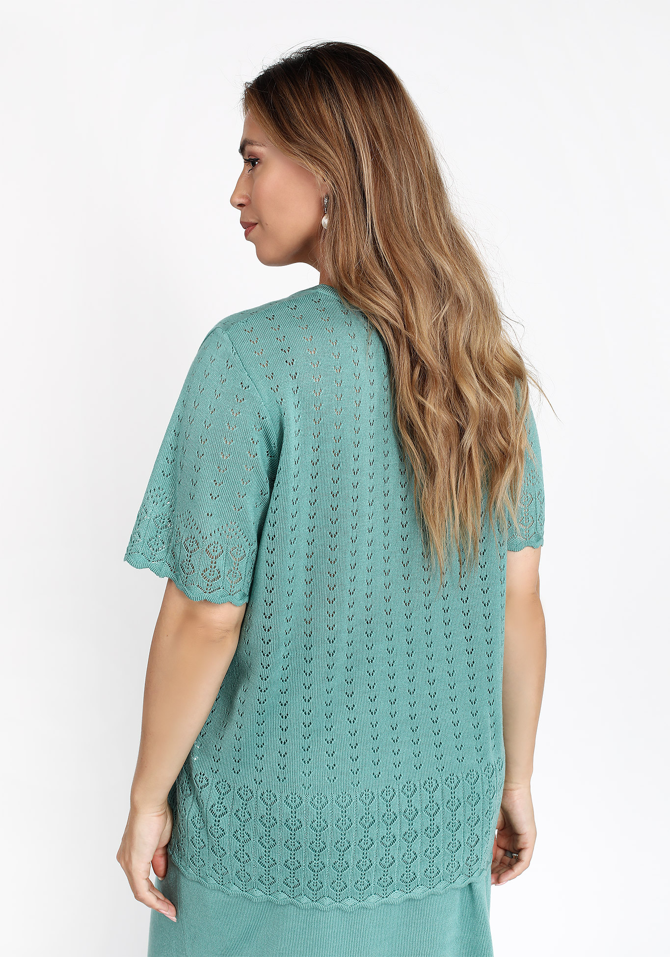 Блуза ажурная "Алеся" VeraVo, размер 48, цвет бирюзовый - фото 4