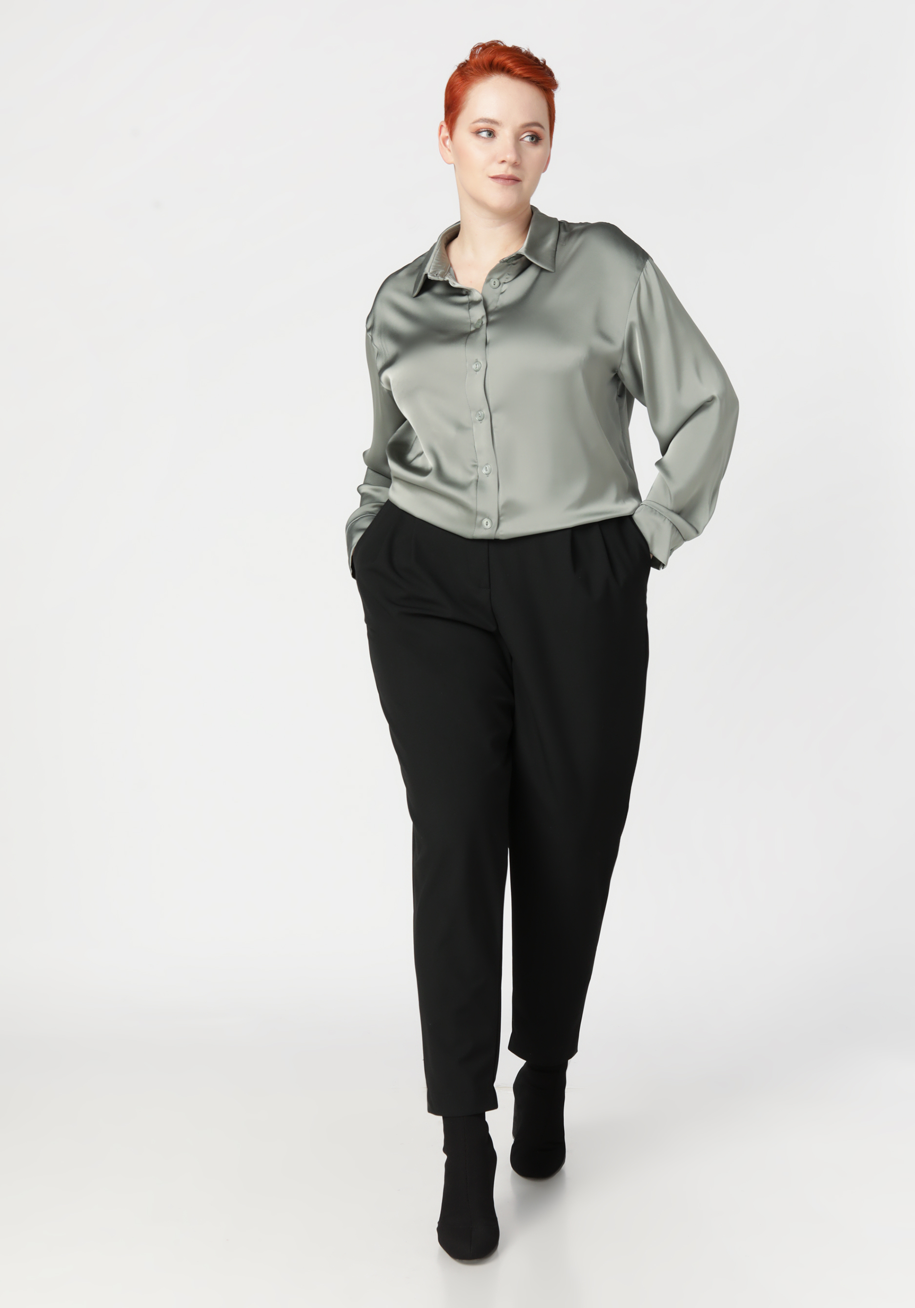 Блуза на пуговицах с рукавом на манжете VeraVo, цвет бежевый, размер 50 - фото 5