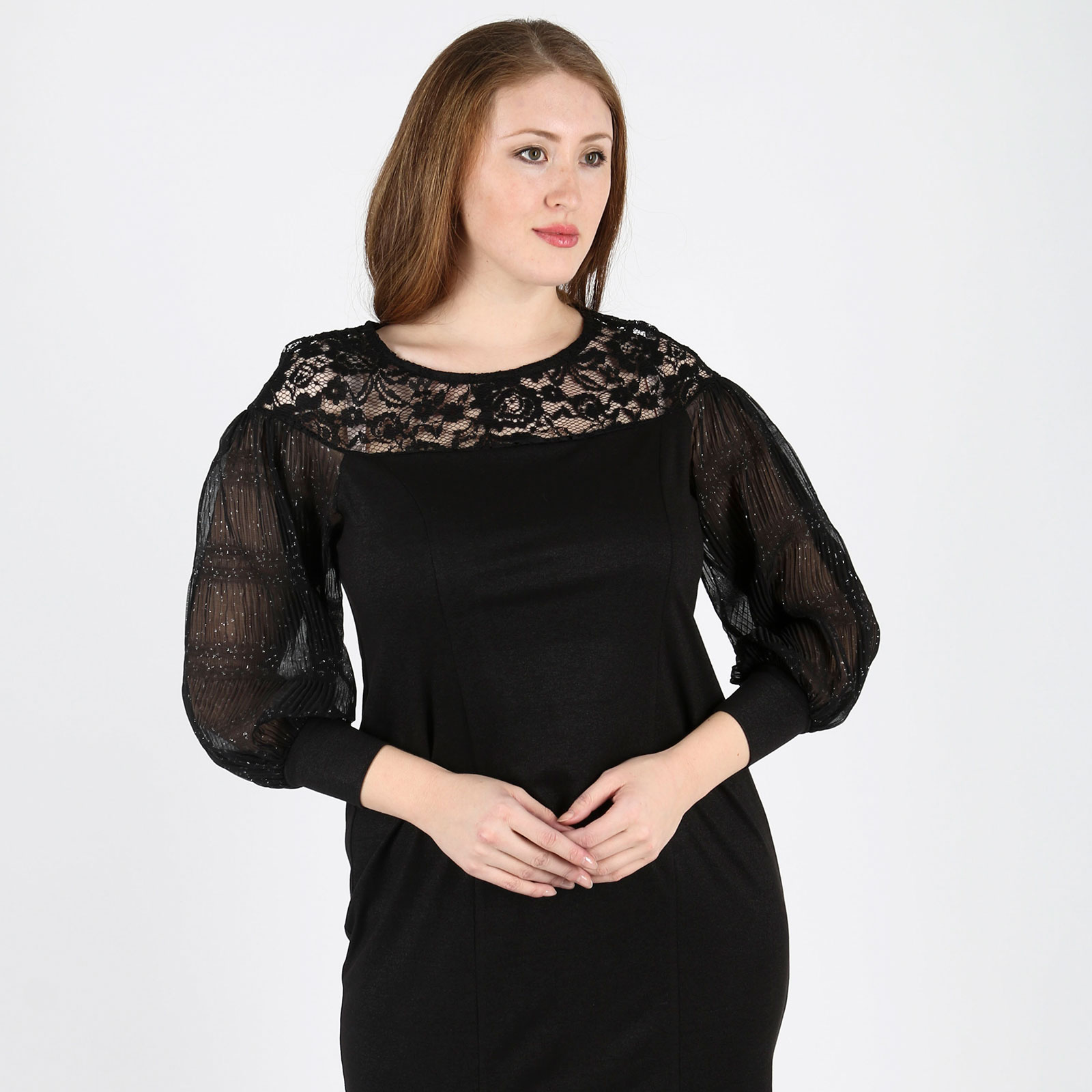 Платье с шифоновыми рукавами Милада, размер 54, цвет черный - фото 2
