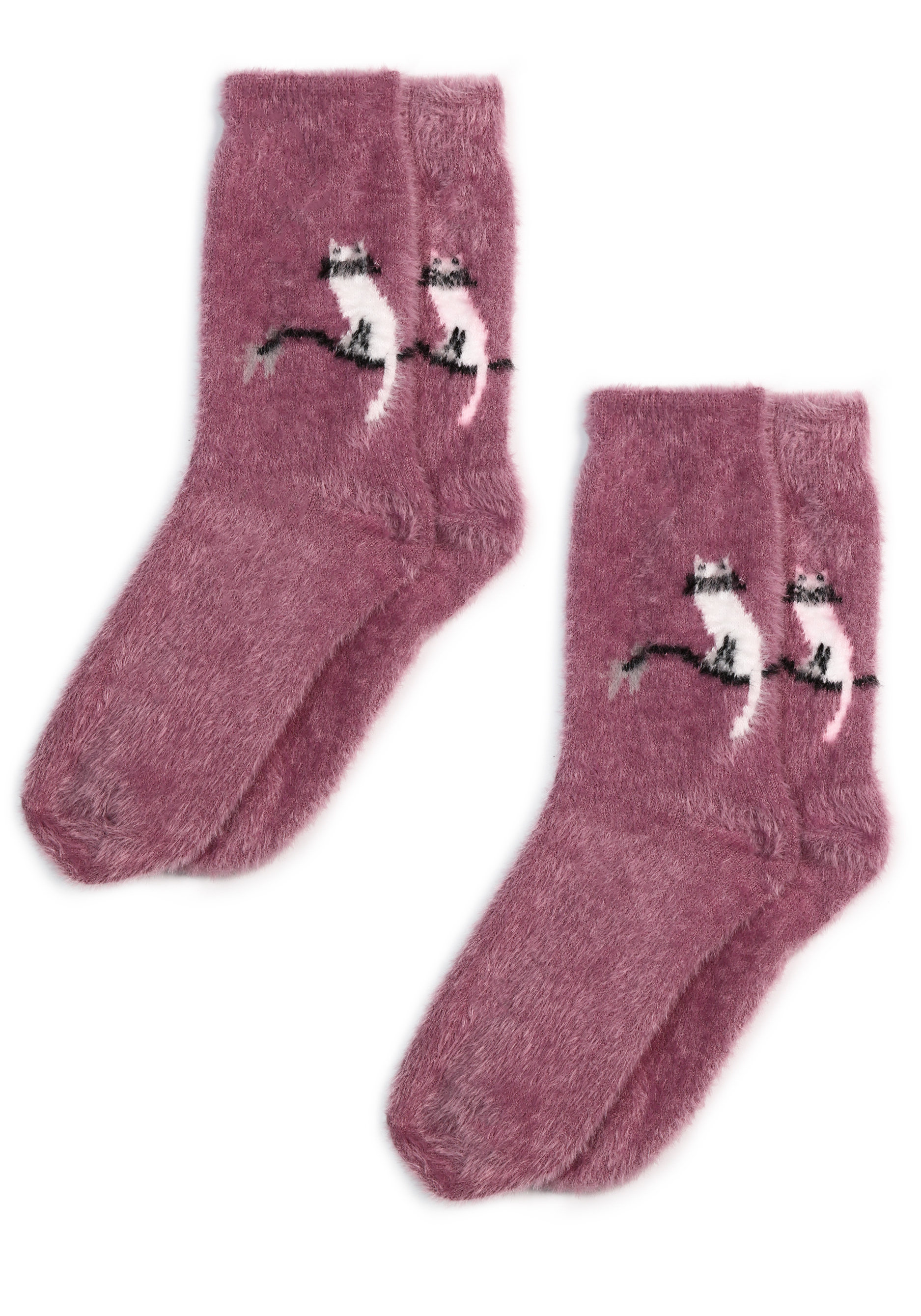 Комплект носков из шерсти норки, 2 пары набор липучек на клеевой основе d 6 см 4 пары 8 шт белый