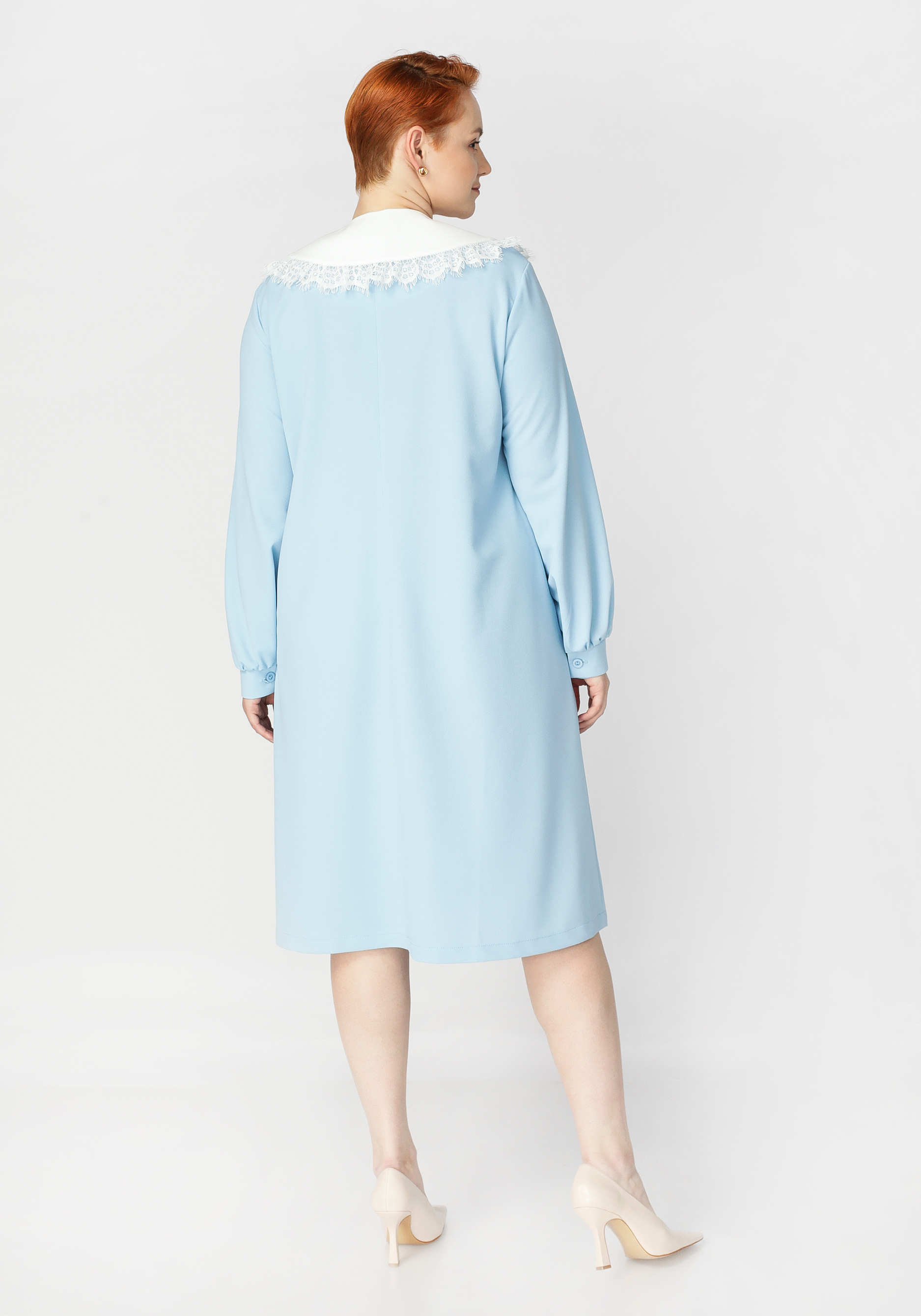 Платье миди со съемным воротником Bianka Modeno, размер 50, цвет голубой - фото 2