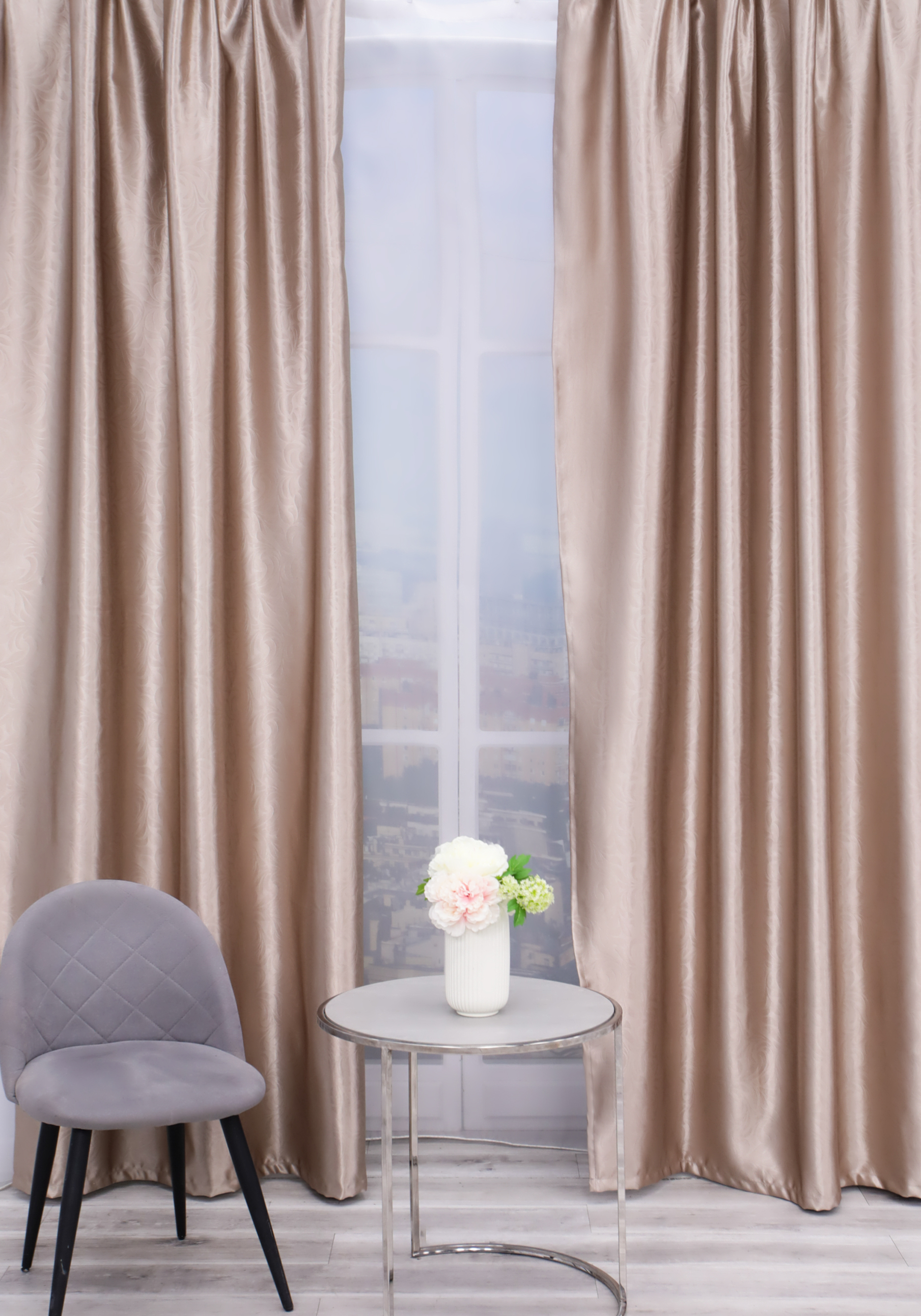 Комплект портьер "Атласный блеск", цвет серый, размер 150*270 - фото 2
