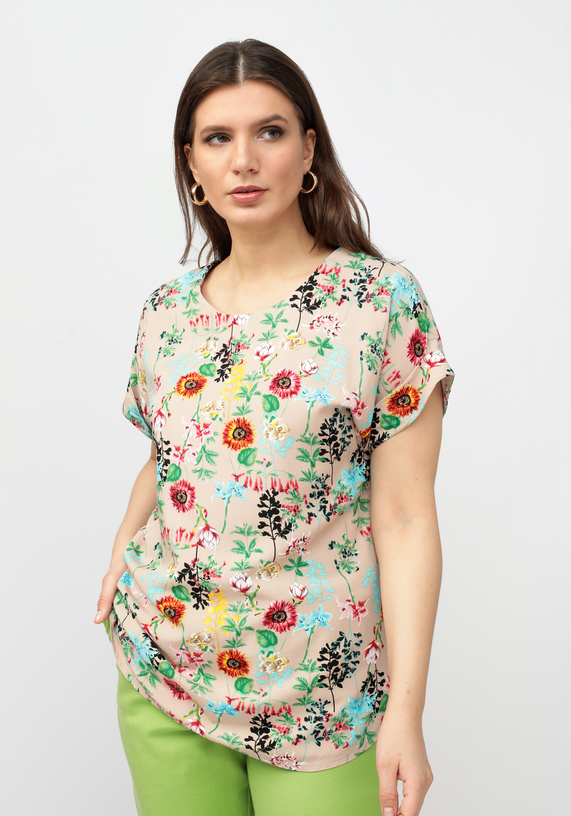 Блуза с цветочным рисунком Manhattan, размер 58 - фото 1