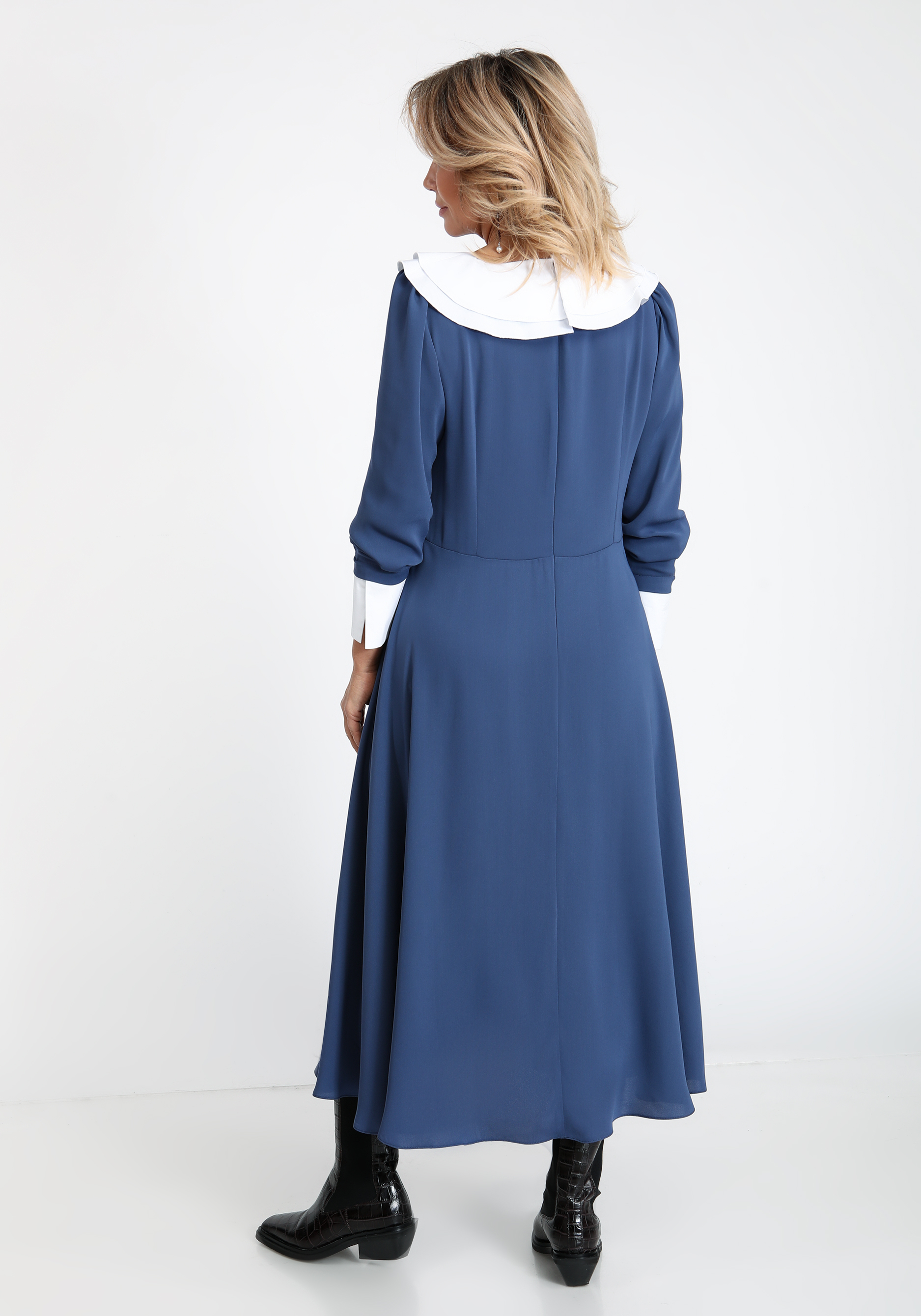 Платье со съемным воротником и манжетами Vivienne Mare, размер 56, цвет синий - фото 3