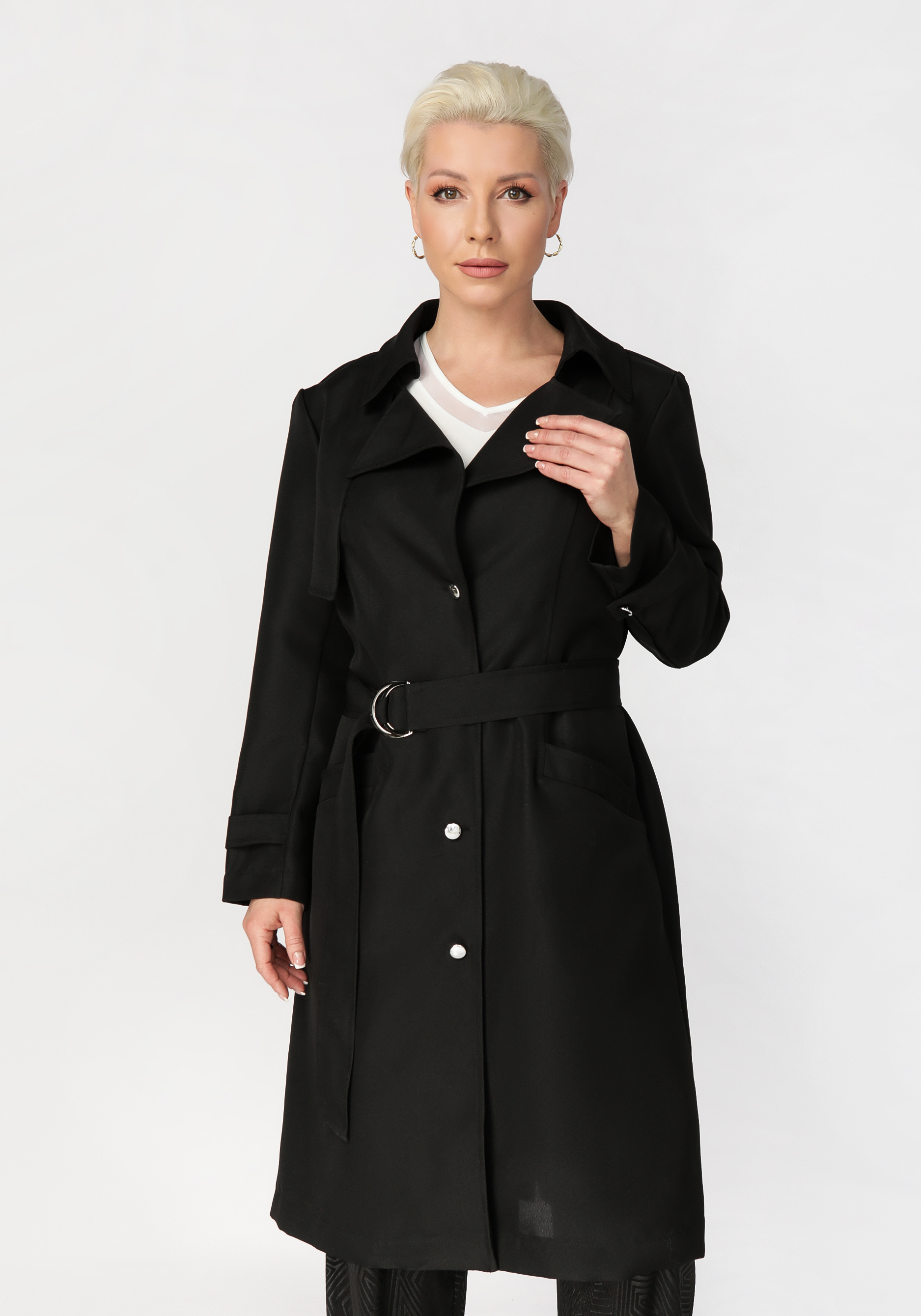 Тренч женский из текстиля "Максуда" СКС, цвет черный, размер 58 - фото 3