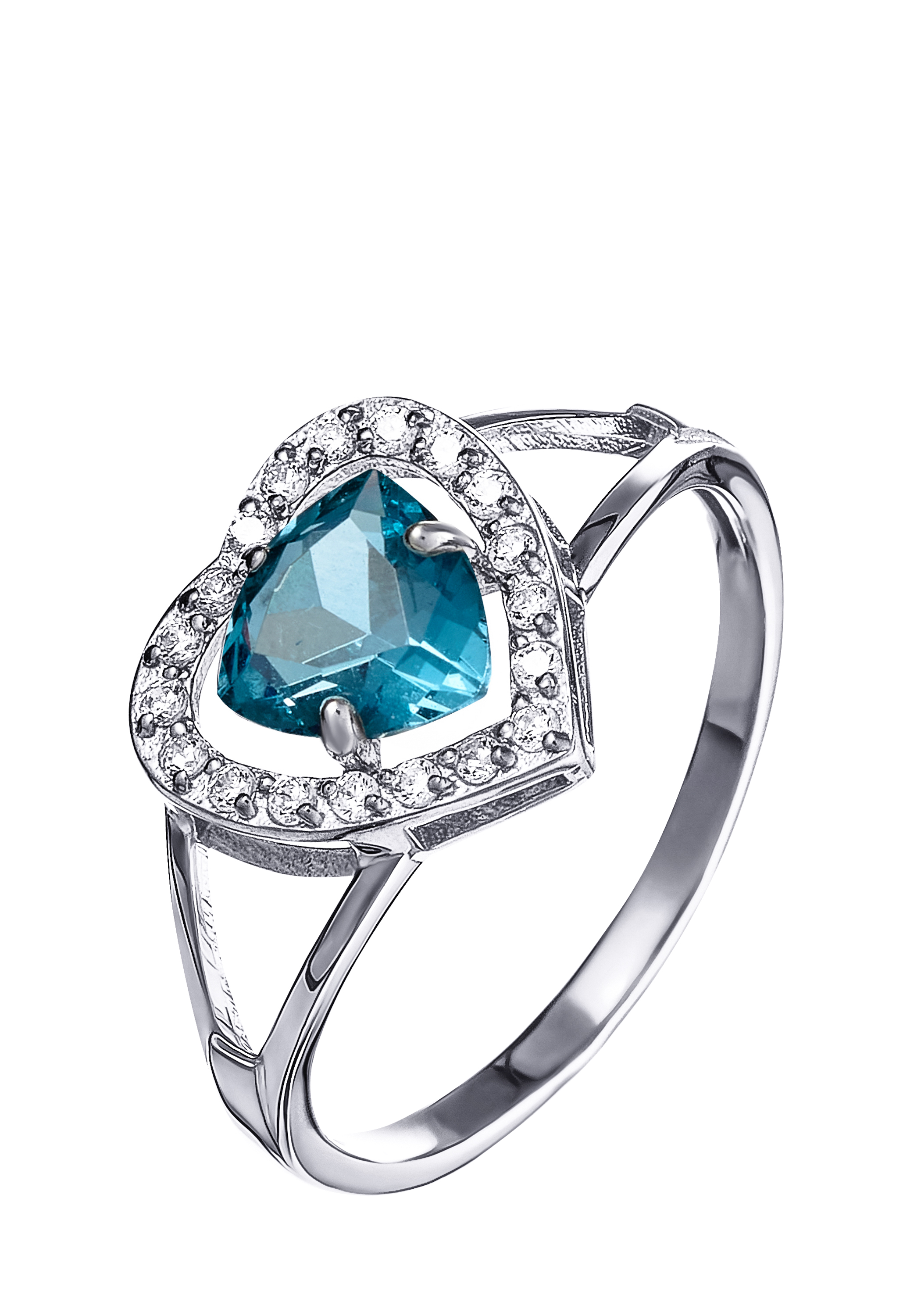 Кольцо серебряное "Любовь" Nouvelle, размер 18, цвет голубой кластер - фото 2