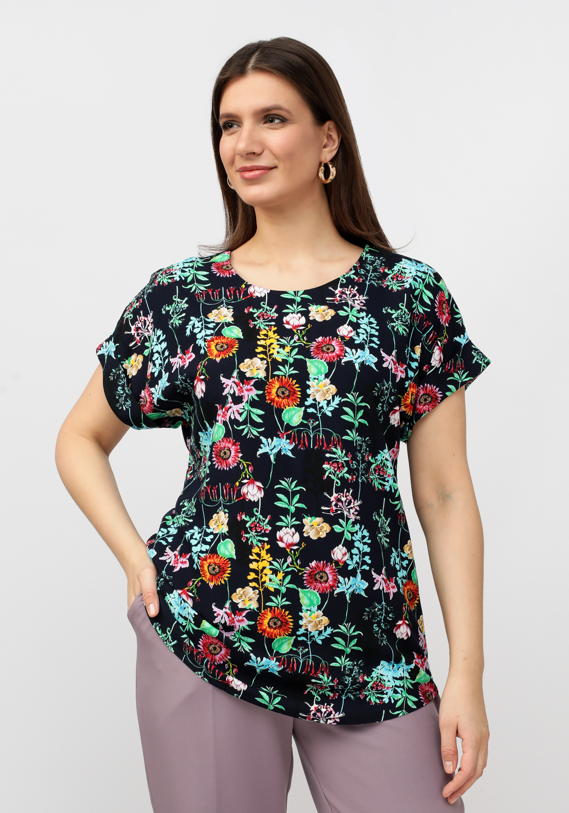 Блуза с цветочным рисунком Manhattan, размер 58 - фото 5