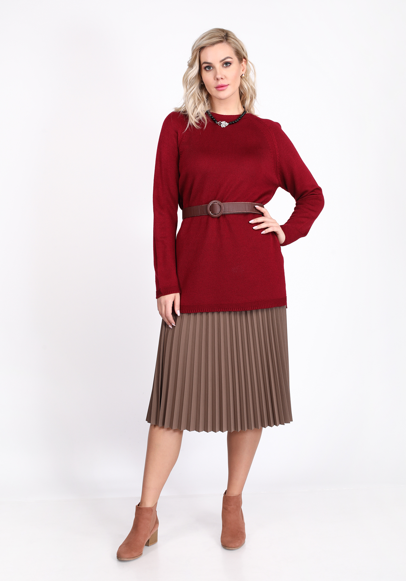 Джемпер женский с разрезами по бокам Star Fashion, размер 48, цвет красный - фото 2