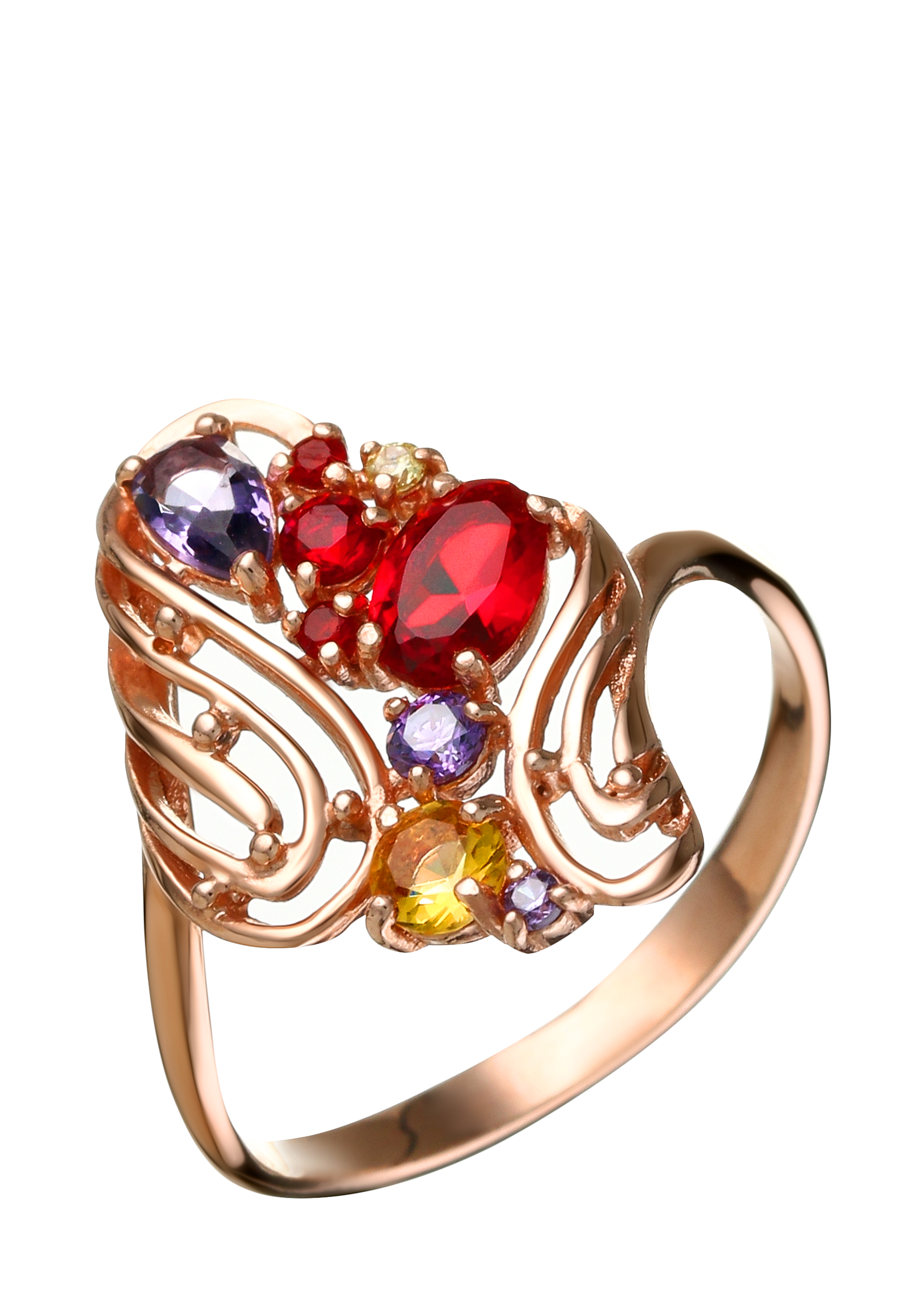 Кольцо серебряное "Эстерия" Приволжский ювелир, цвет мультиколор, размер 20