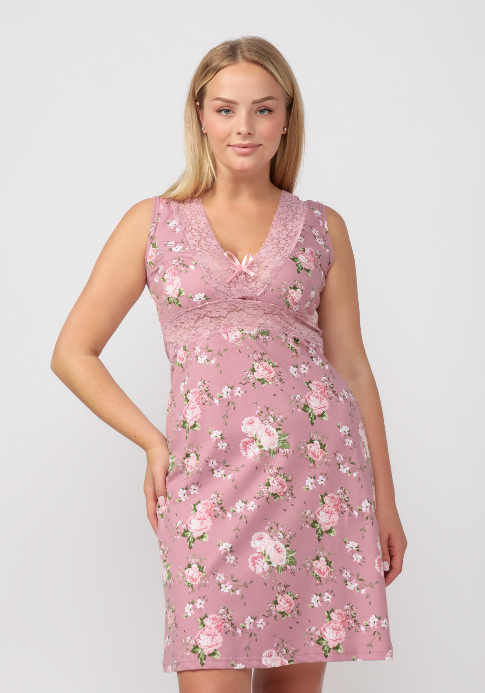 Сорочка "Юнона" NATALI, цвет розовый, размер 58