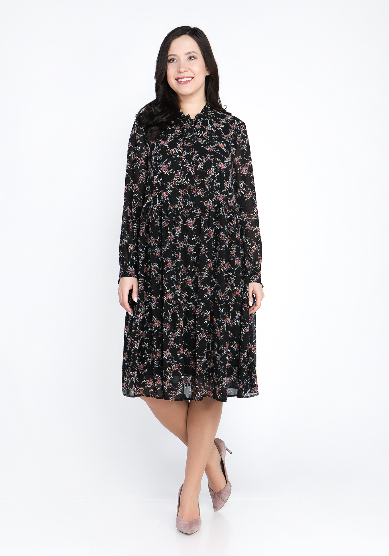 Платье "Весенние переливы" Lomara, размер 50, цвет черный - фото 1