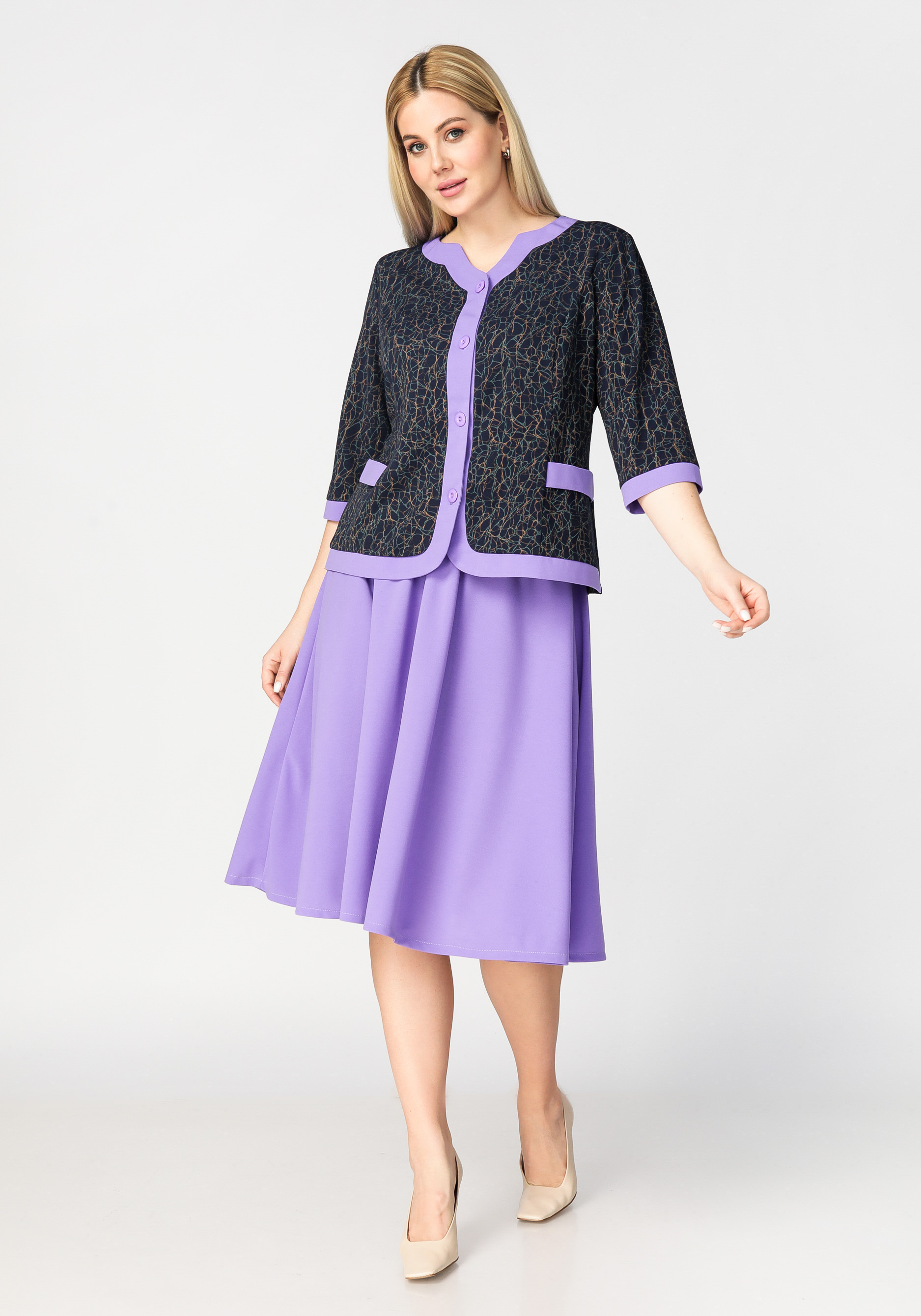 Костюм женский с юбкой миди Manhattan, размер 62, цвет фиолетовый - фото 1