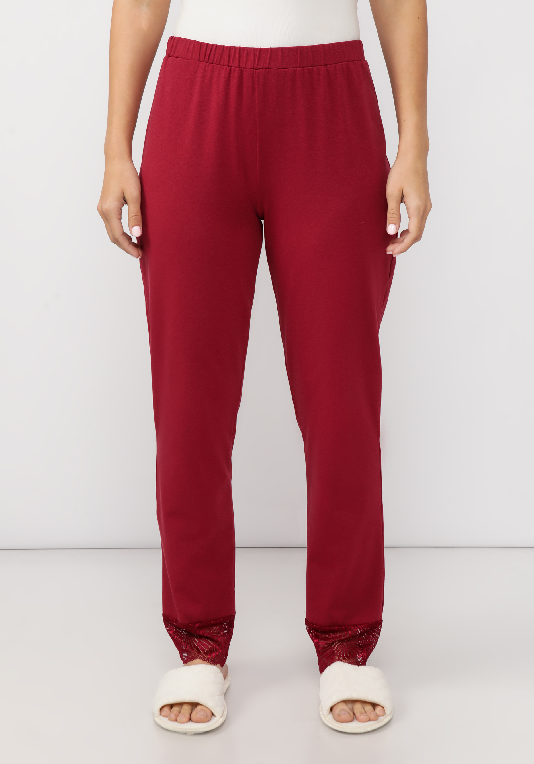 Брюки пижамные с кружевом Лянжери, цвет бордовый, размер 46 - фото 10