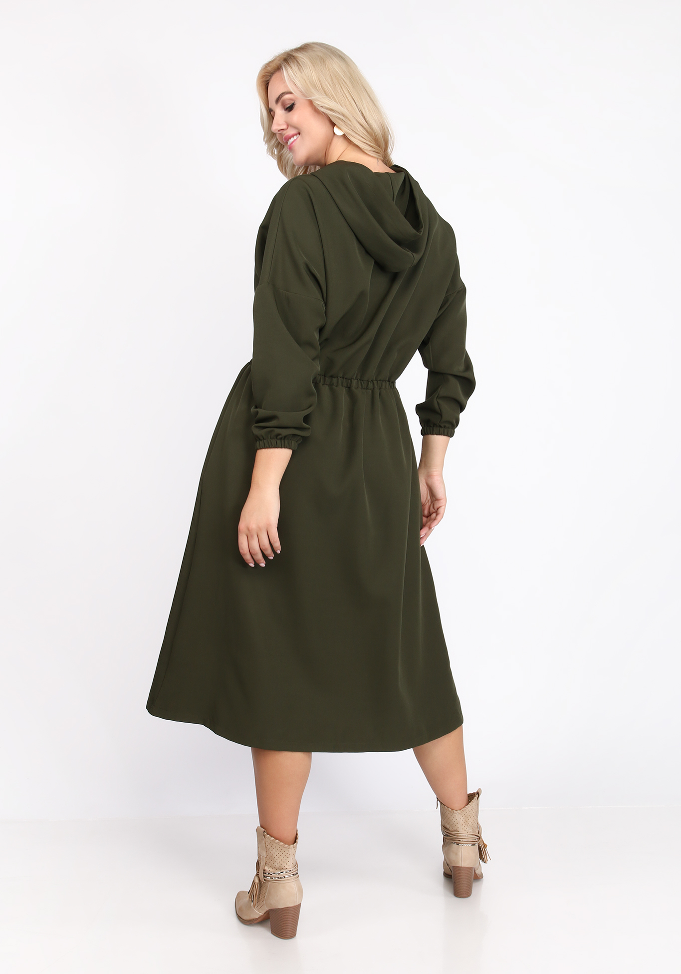 Платье с капюшоном и резинкой в талии City Code, размер 58, цвет оливковый - фото 7