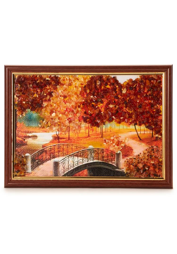 Картина с янтарем Осенний пейзаж шир.  750, рис. 1