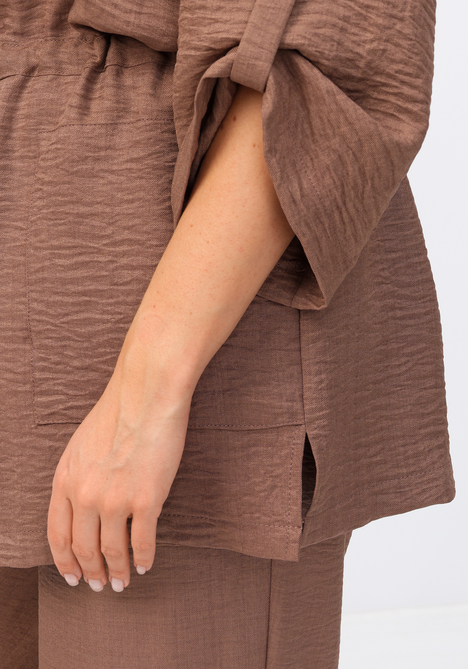 Жакет на пуговицах с кулиской по талии VeraVo, размер 60, цвет коричневый - фото 6