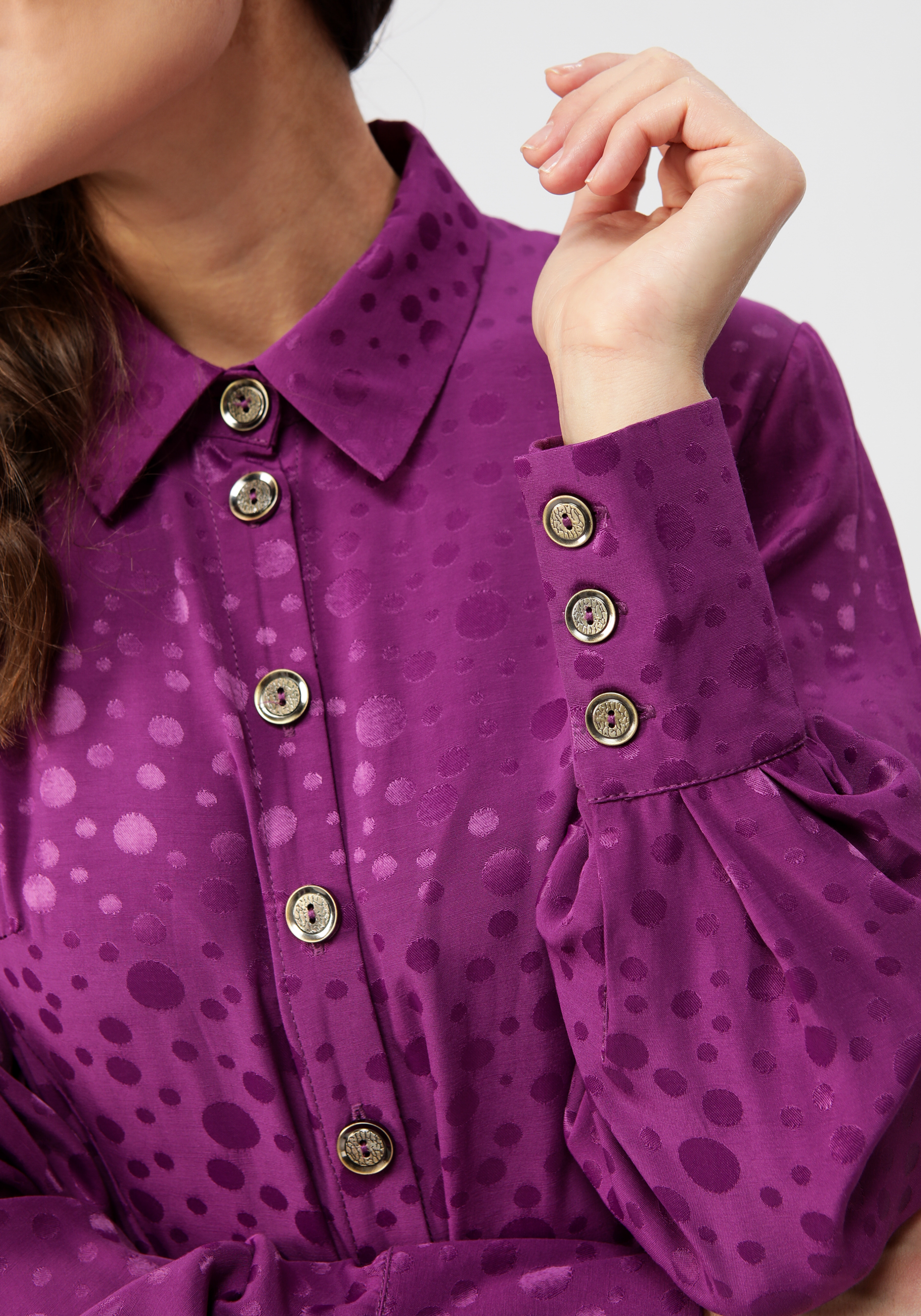 Платье на пуговицах со складками на юбке Vivienne Mare, цвет фиолетовый, размер 50 - фото 5