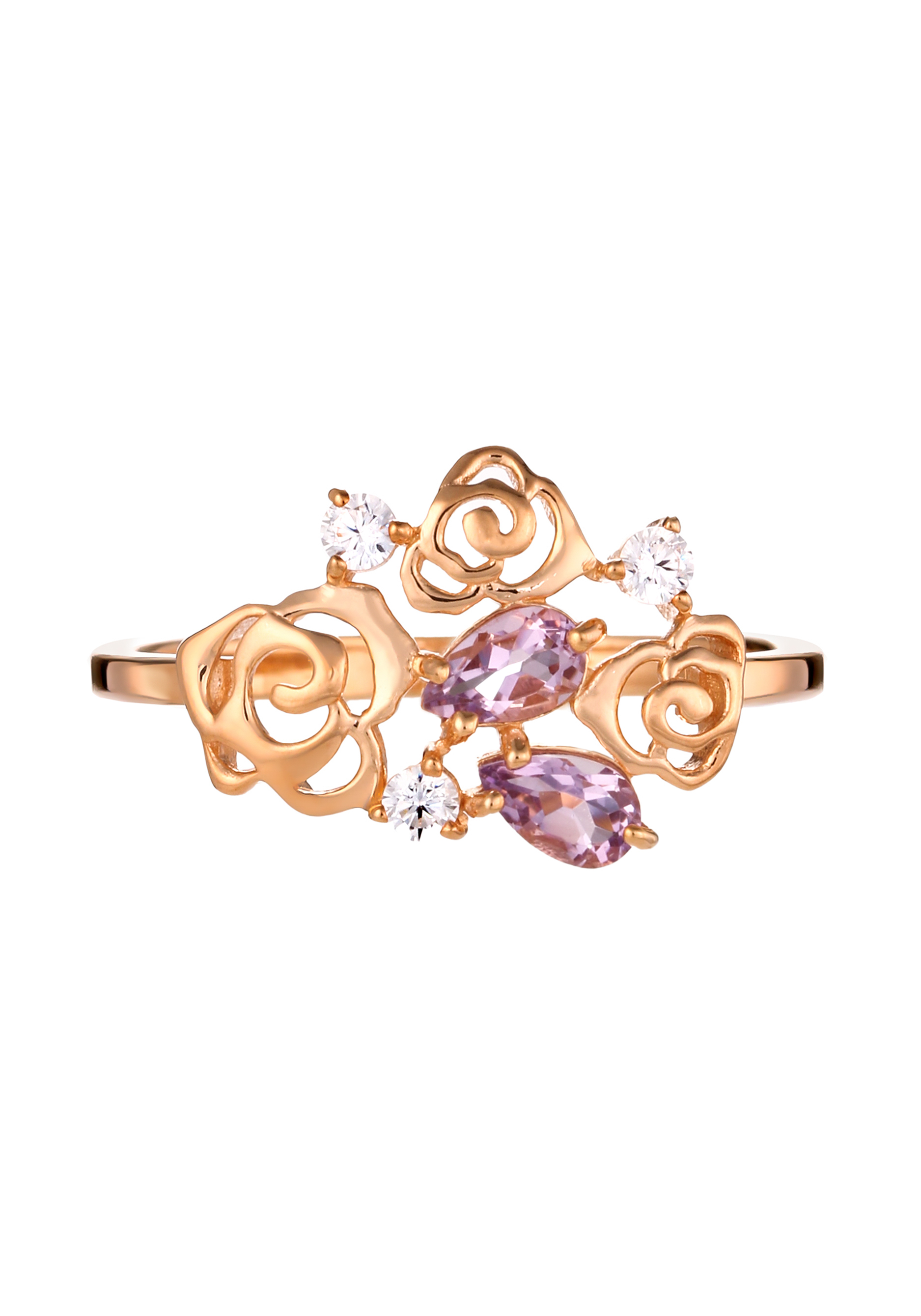 Кольцо серебряное "Прекрасная роза" Nouvelle, цвет фиолетовый, размер 19 кластер - фото 2