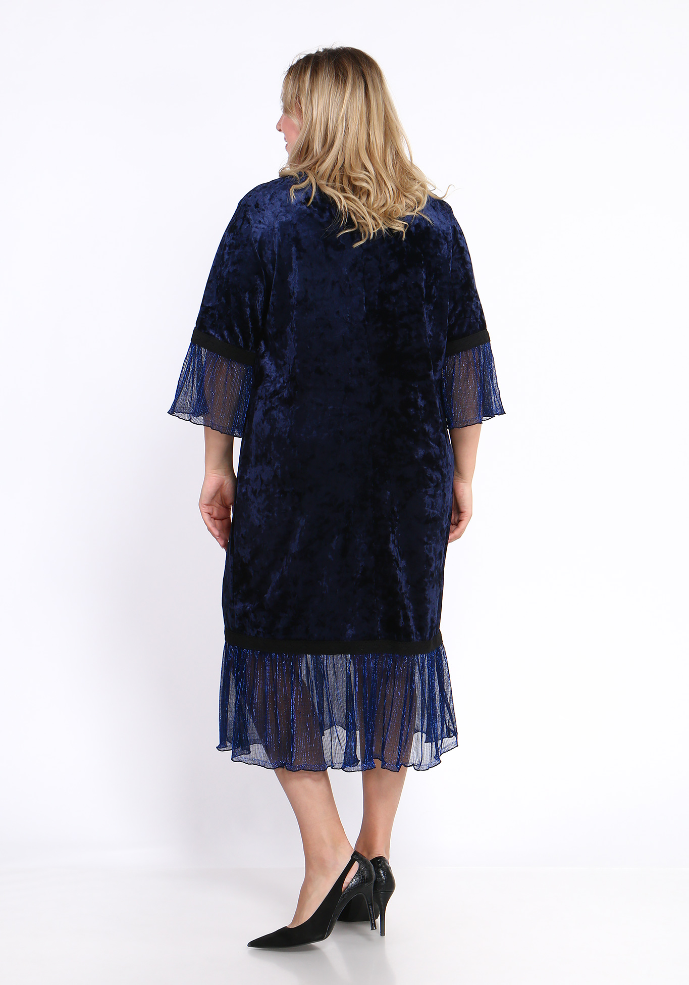 Платье велюровое с рукавом 3/4 Bianka Modeno, размер 52, цвет сиреневый - фото 8