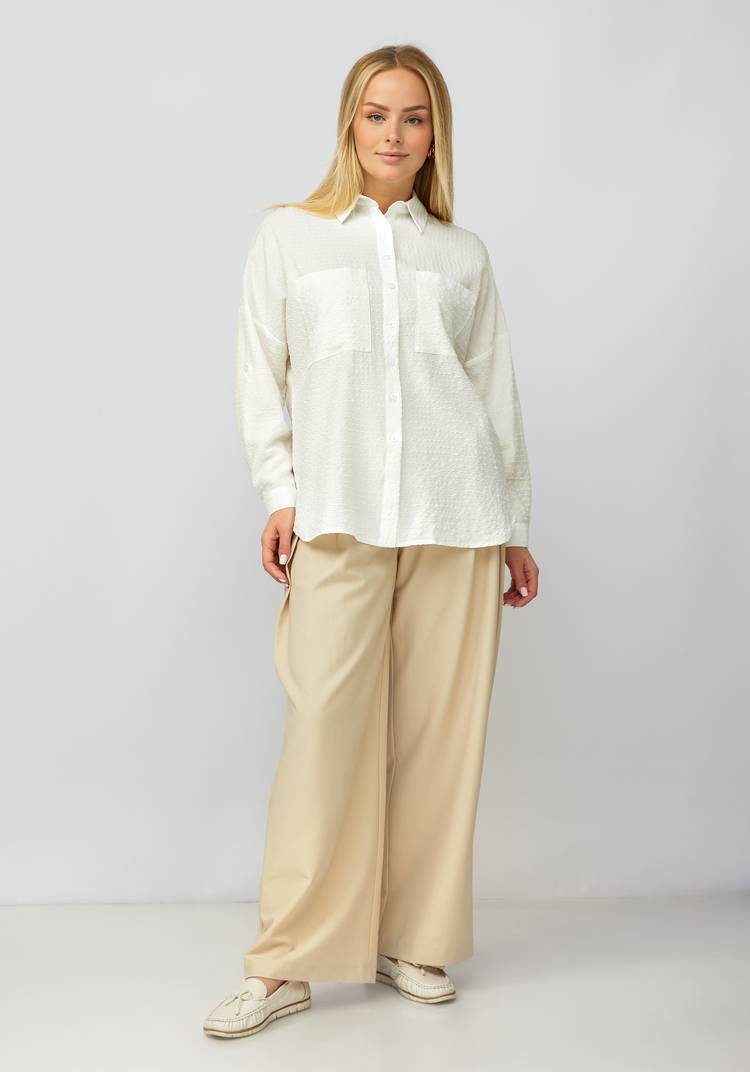 Блуза из фактурной ткани с карманами шир.  750, рис. 2