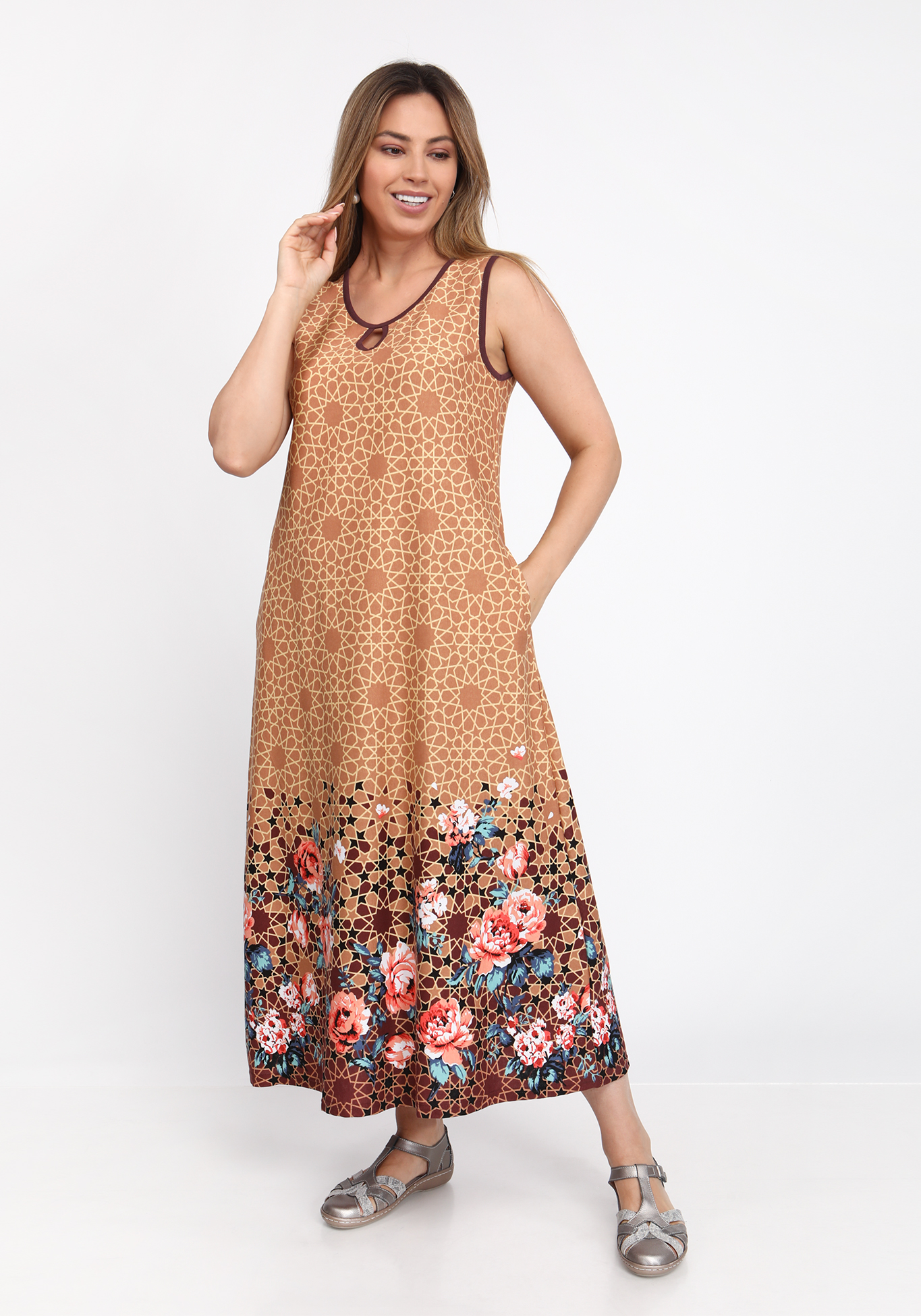 Платье "Солнечный сезон" Алтекс, размер 58, цвет бежевый - фото 1