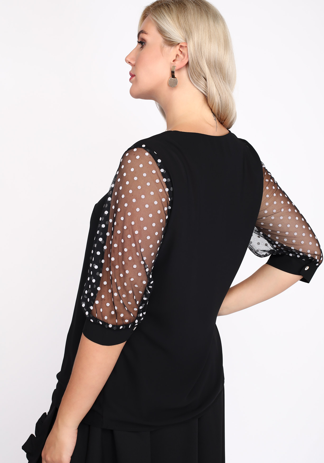 Блуза с рукавами в горошек Manhattan, размер 62, цвет черный - фото 6