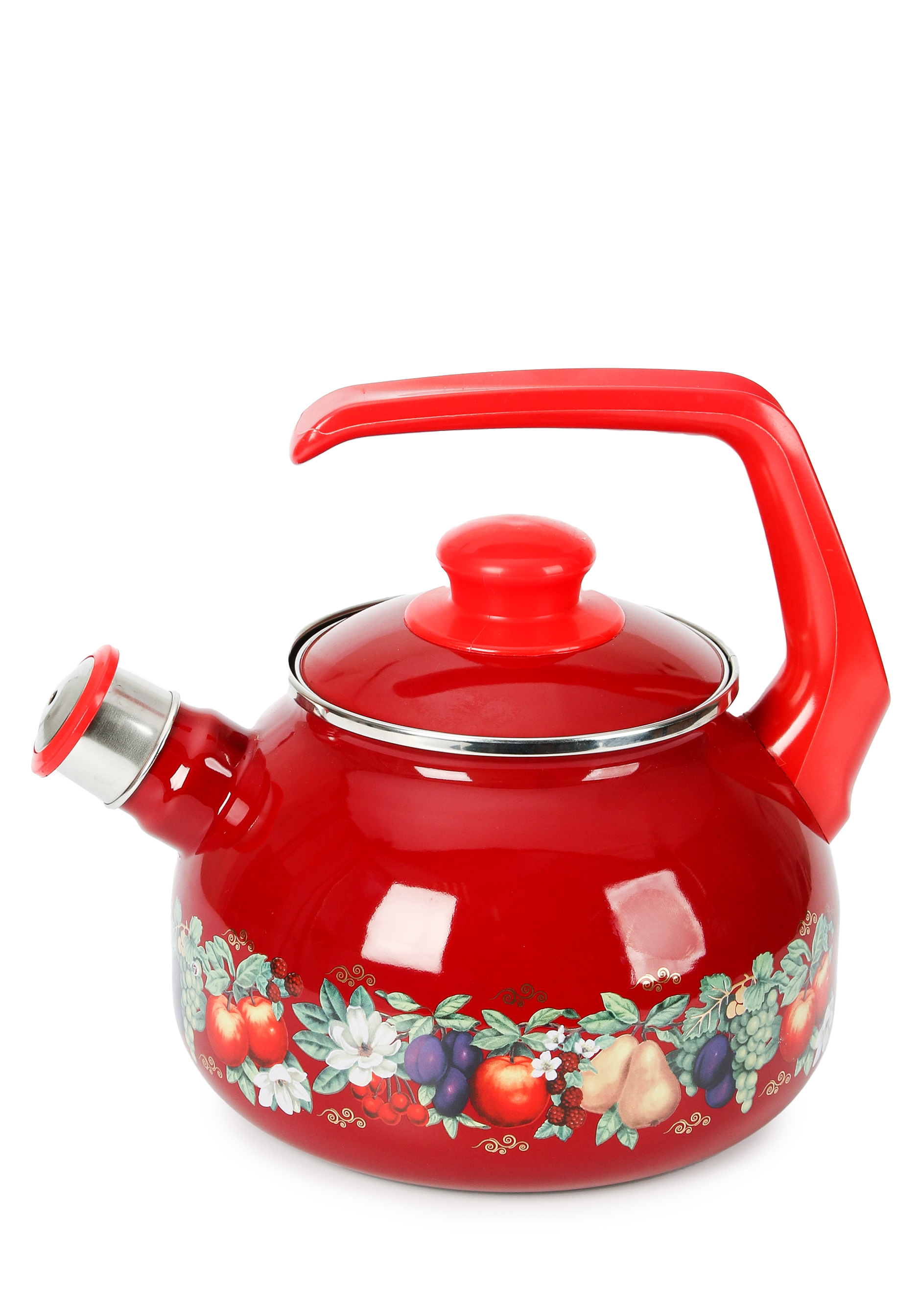 Чайник эмалированный "Эдем" со свистком Metrot, цвет красный