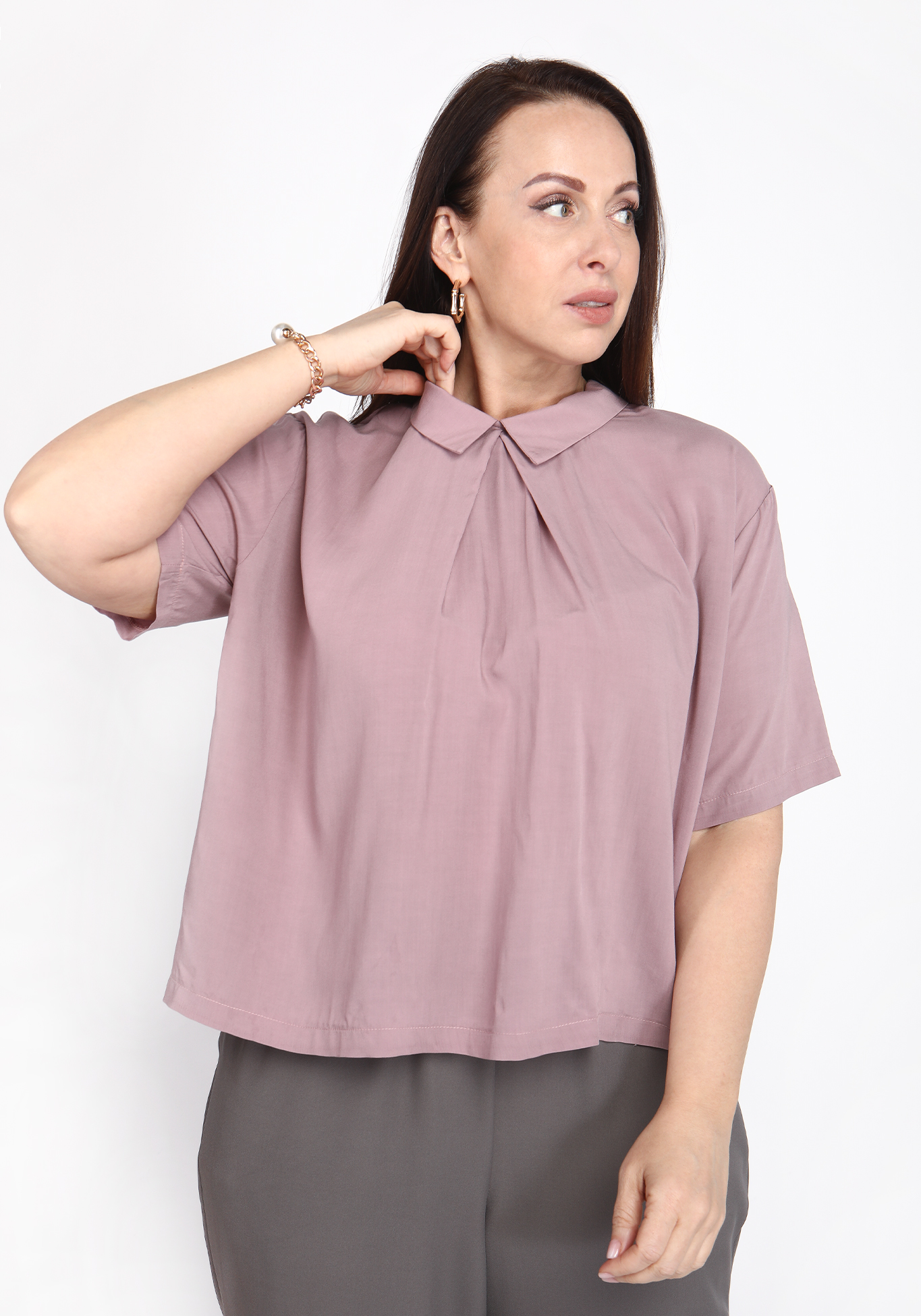 Блуза с воротничком Alex Voice Collection, размер 50, цвет черный - фото 8