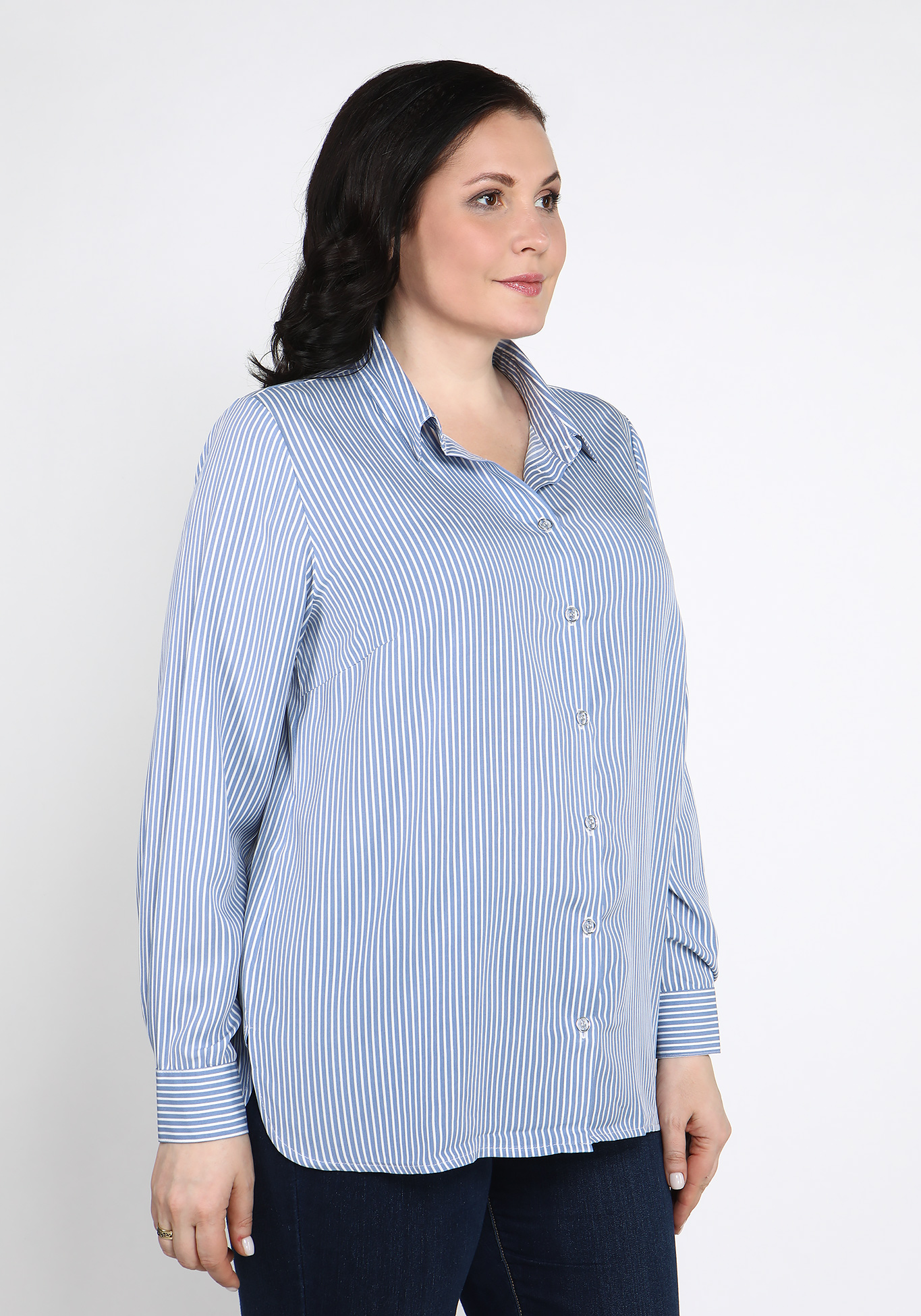 Классическая блуза с длинным рукавом Julia Weber, размер 48, цвет голубой - фото 3