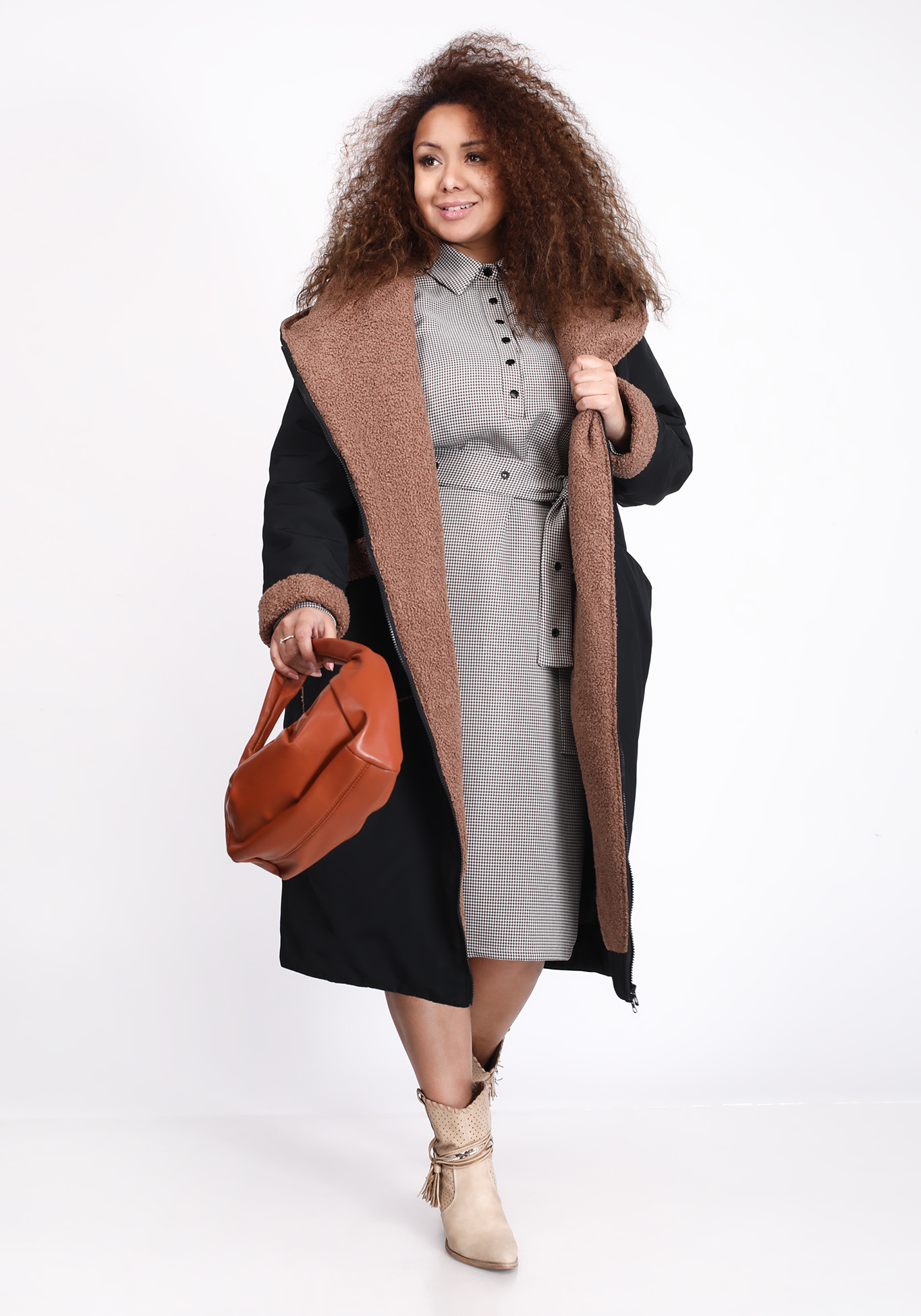 Пальто женское из болоньевой ткани Julia Weber, размер 56, цвет мокко - фото 2
