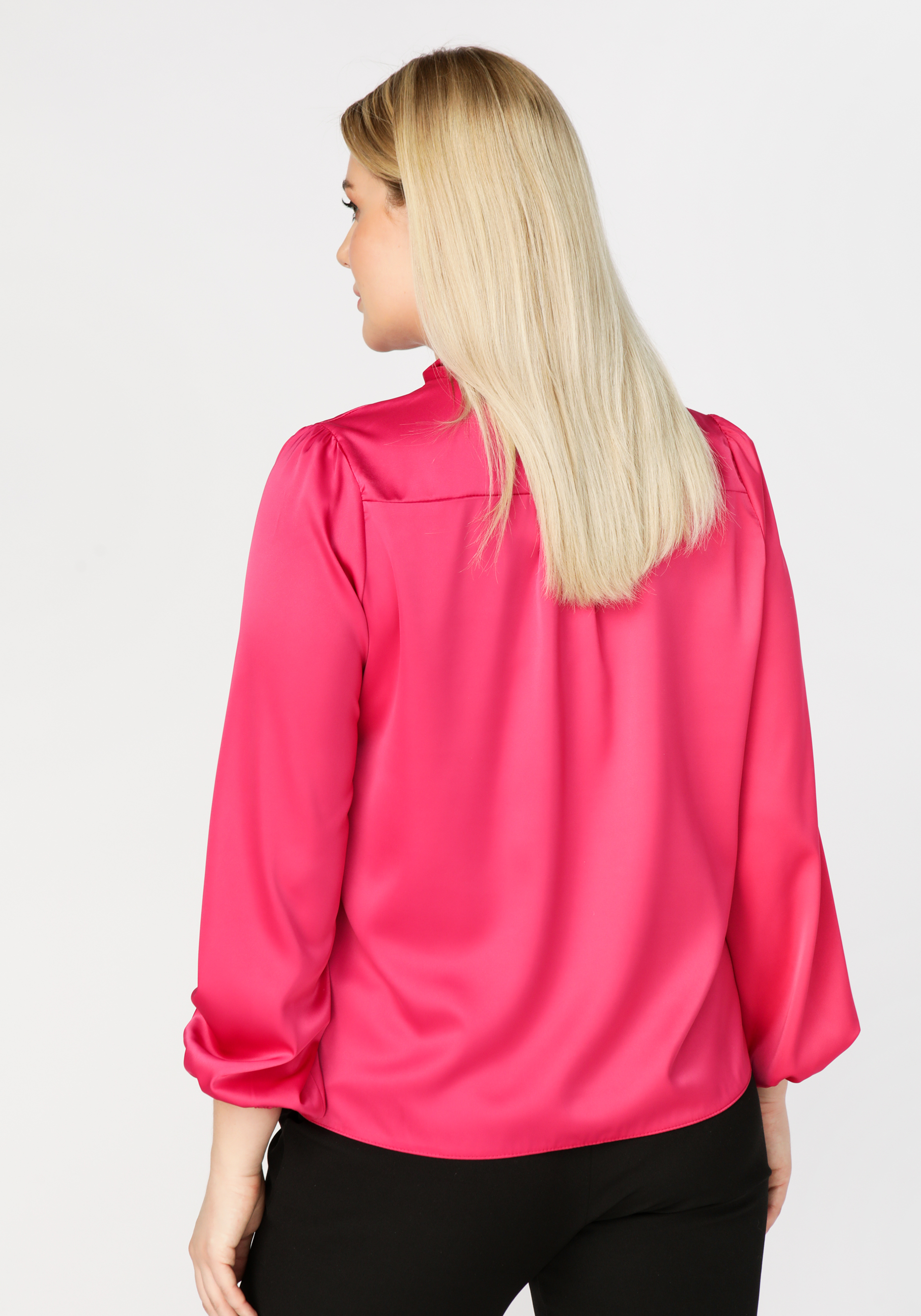 Блуза атласная с бантом VeraVo, цвет бордовый, размер 58 - фото 8