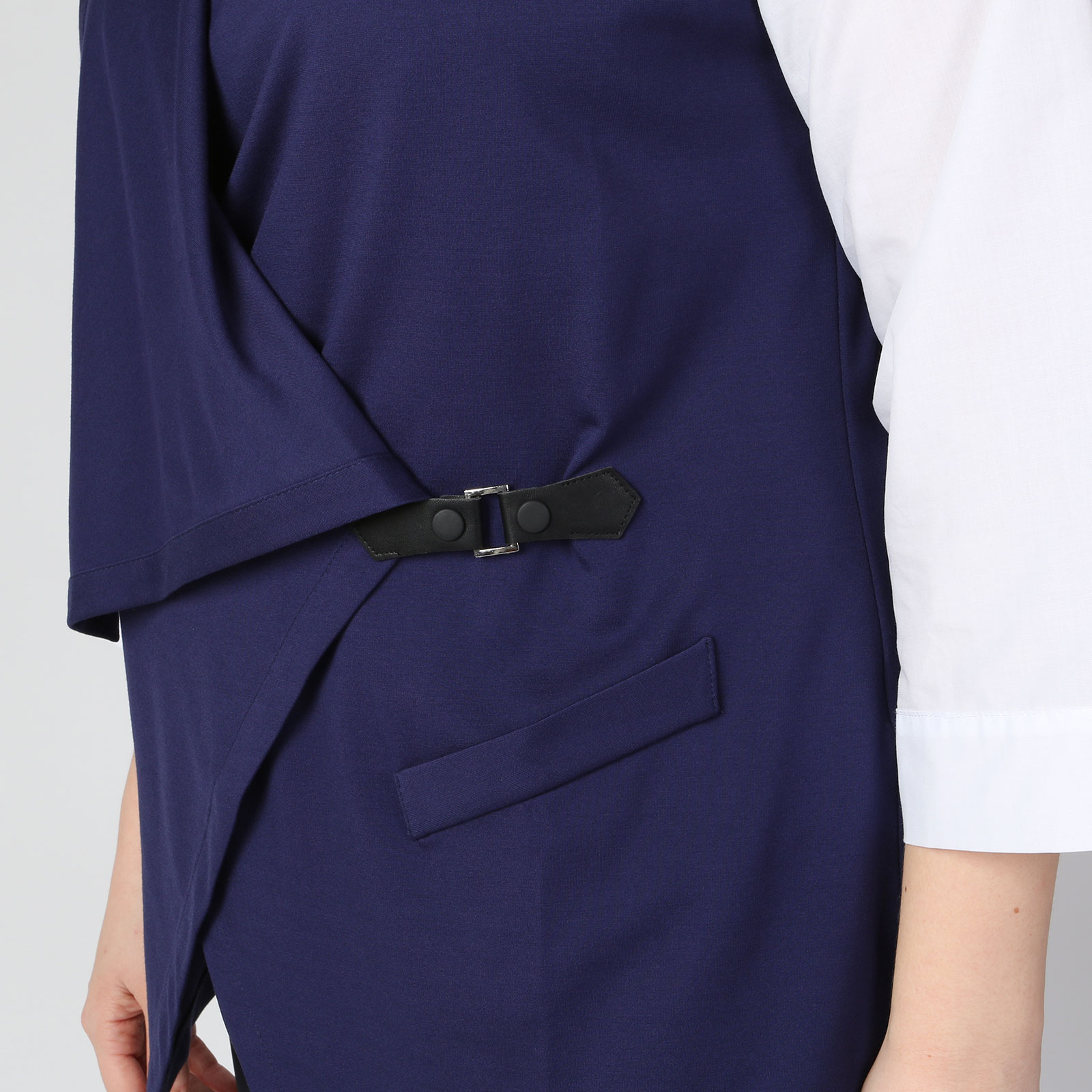 Комплект: блуза и асимметричный жилет Elletto Life, размер 60, цвет синий - фото 7