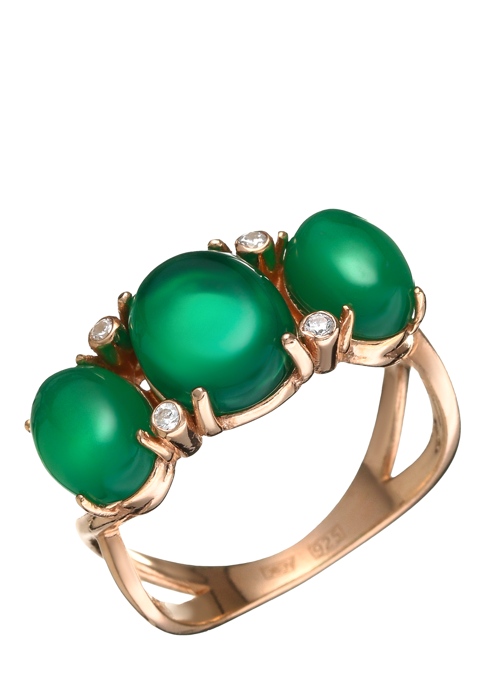 Кольцо серебряное  "Светская жизнь" Приволжский ювелир, цвет зеленый, размер 19