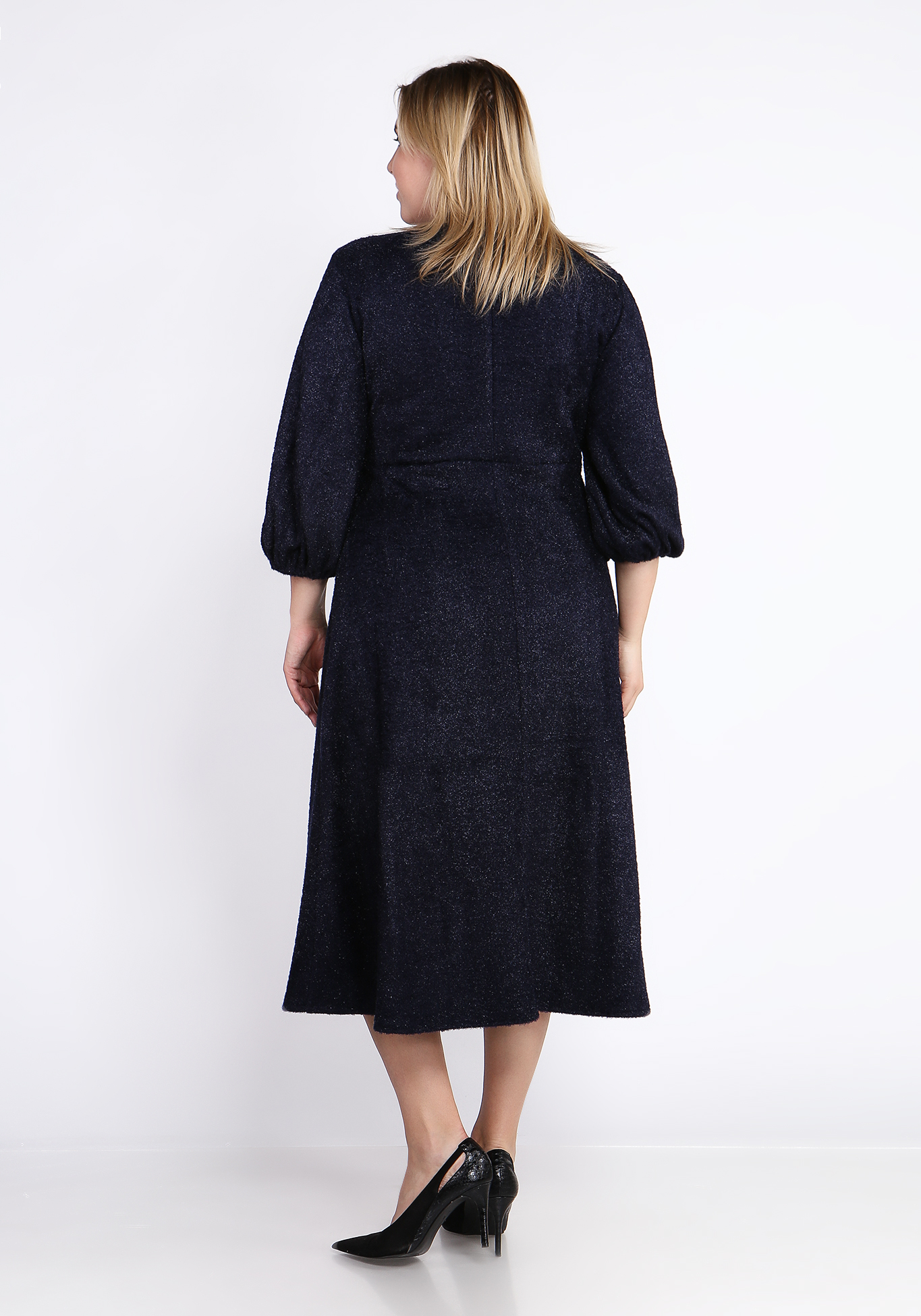Платье с V-вырезом из ткани с блеском Vivienne Mare, размер 48, цвет черный - фото 7