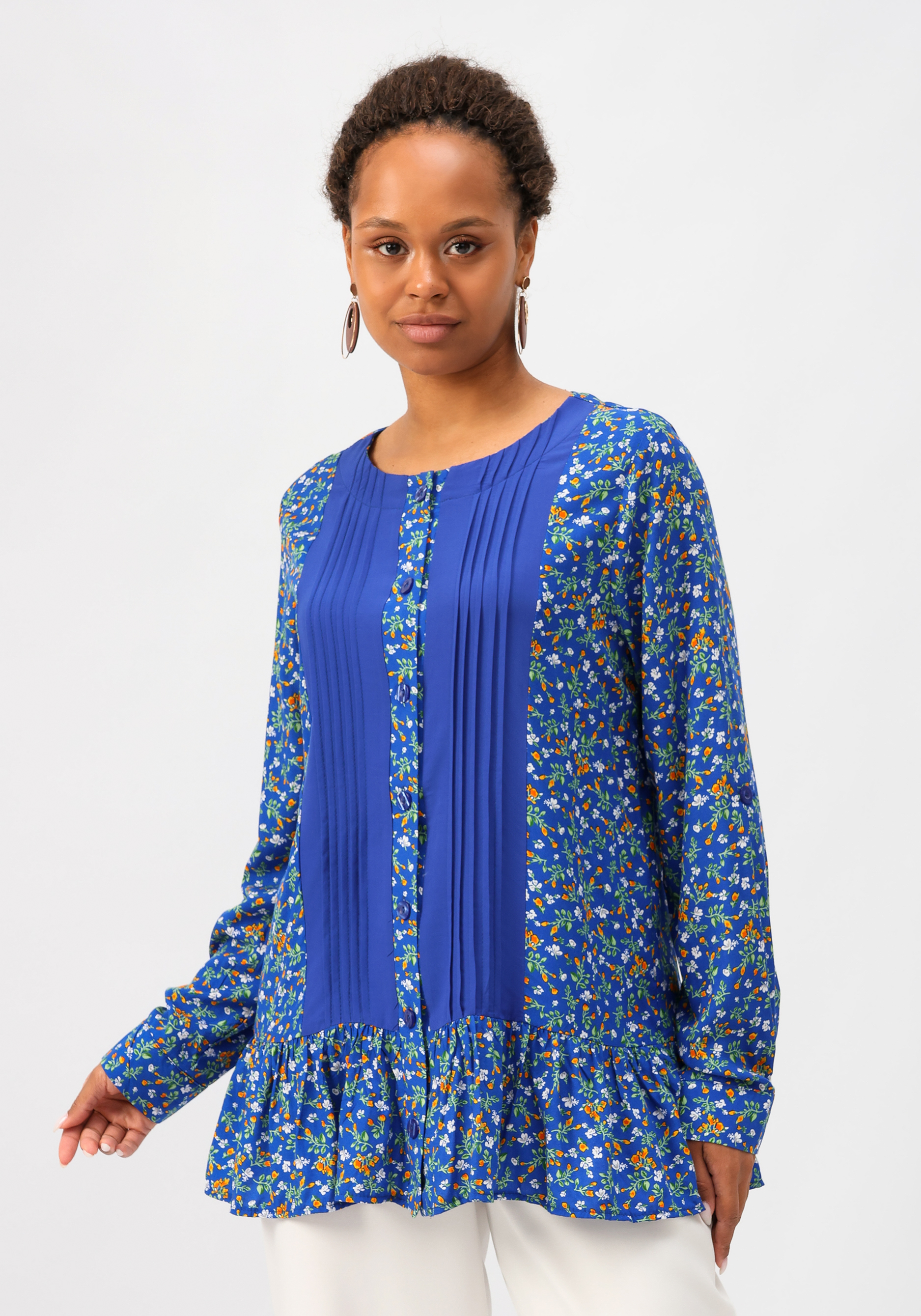 Блуза со складками впереди Frida Collection, цвет фиолетовый, размер 50-52