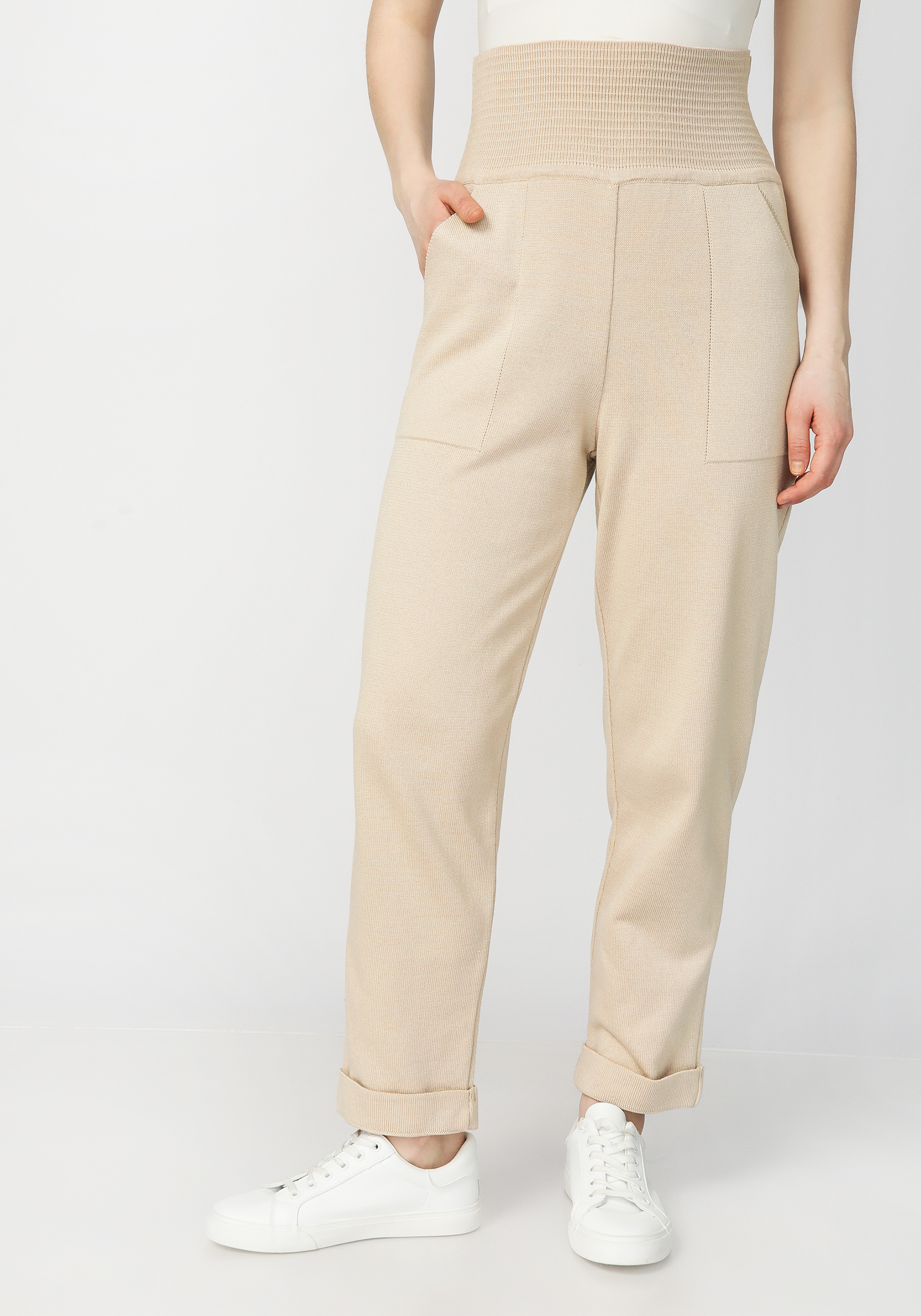 Брюки на широкой эластичной резинке жен брюки муслин серый р 60