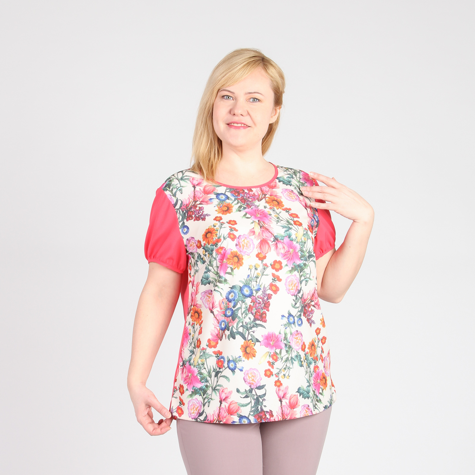 Блуза свободного кроя с цветочным принтом Julia Weber, размер 48 - фото 2