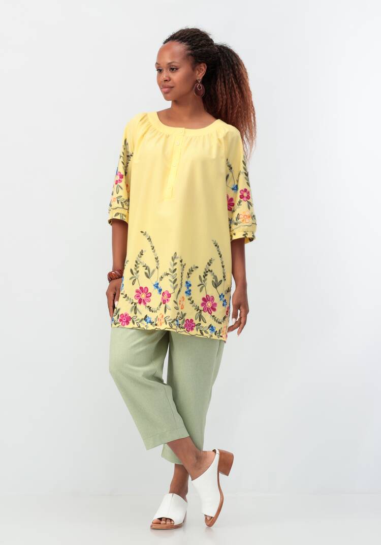 Блуза с цветочной вышивкой и рукавом реглан шир.  750, рис. 2